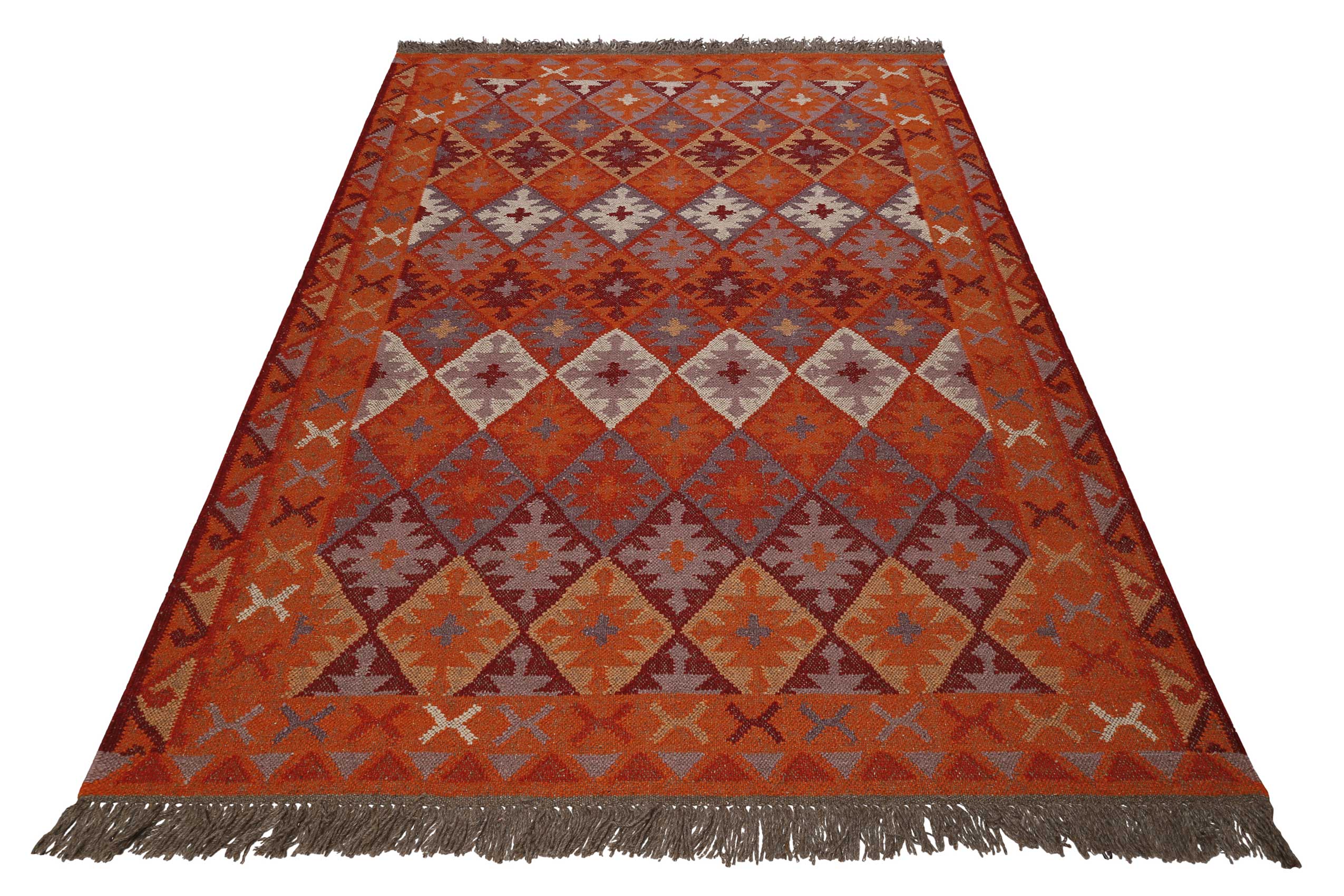 Kelim Teppich Rostrot aus Wolle 