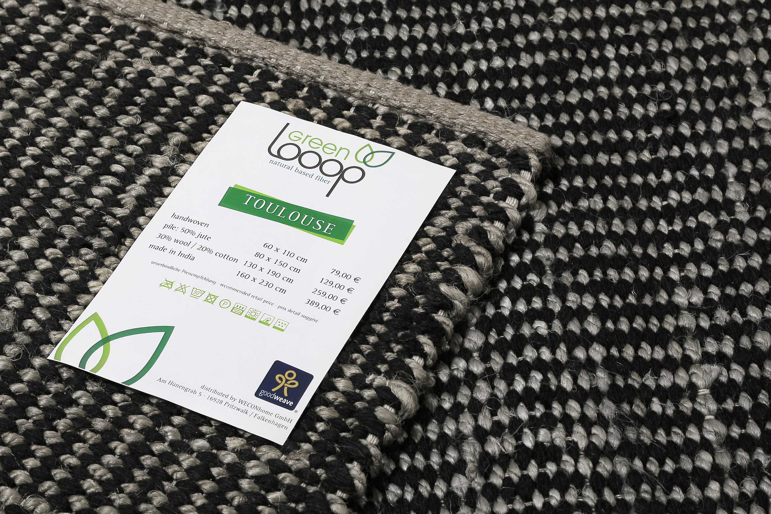 Kelim Teppich Grau Schwarz aus Jute & Wolle » Toulouse « Green Looop - Ansicht 4