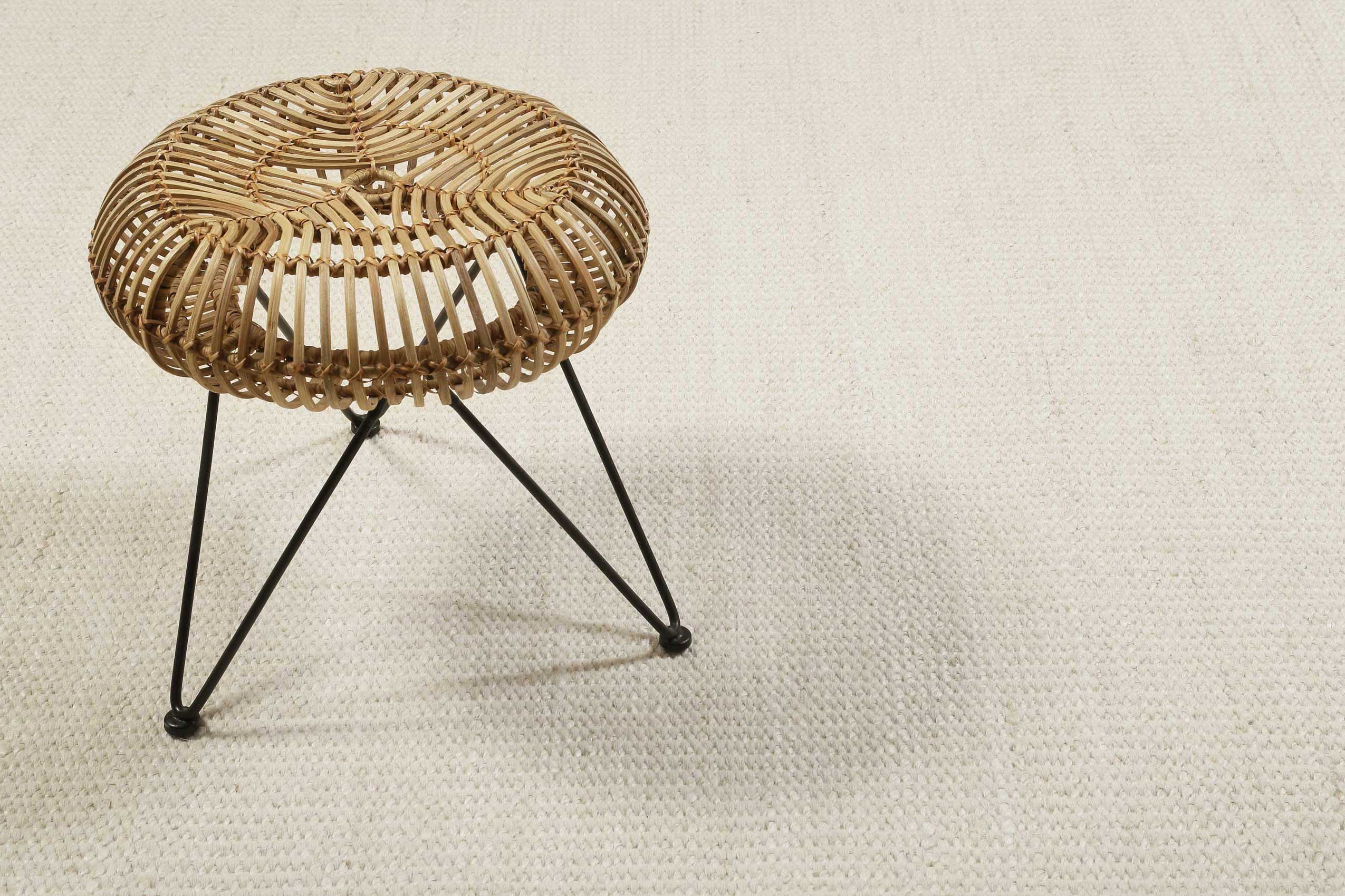 Kelim Teppich Creme Weiß aus Jute & Wolle 