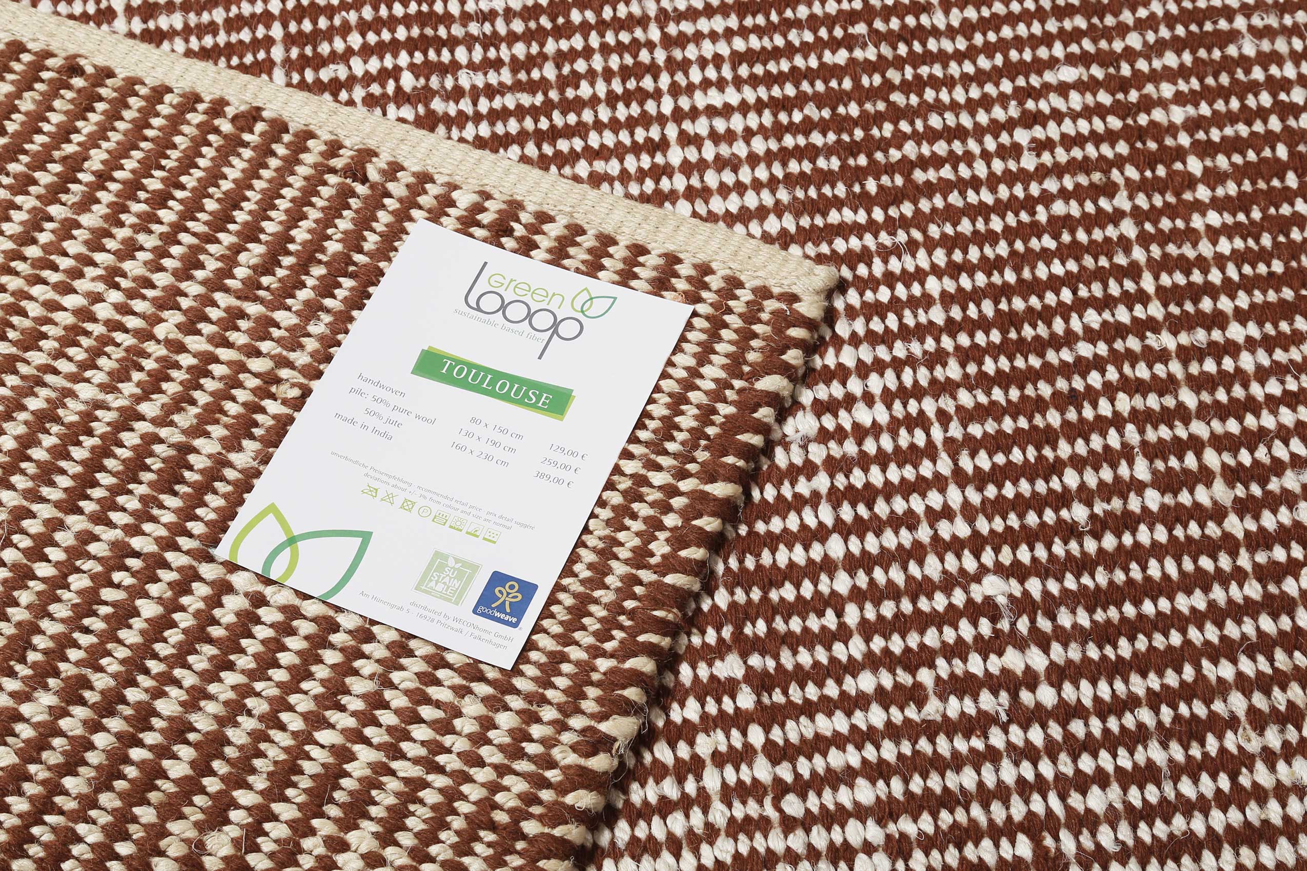 Kelim Teppich Rotbraun Beige aus Jute & Wolle » Toulouse « Green Looop - Ansicht 5