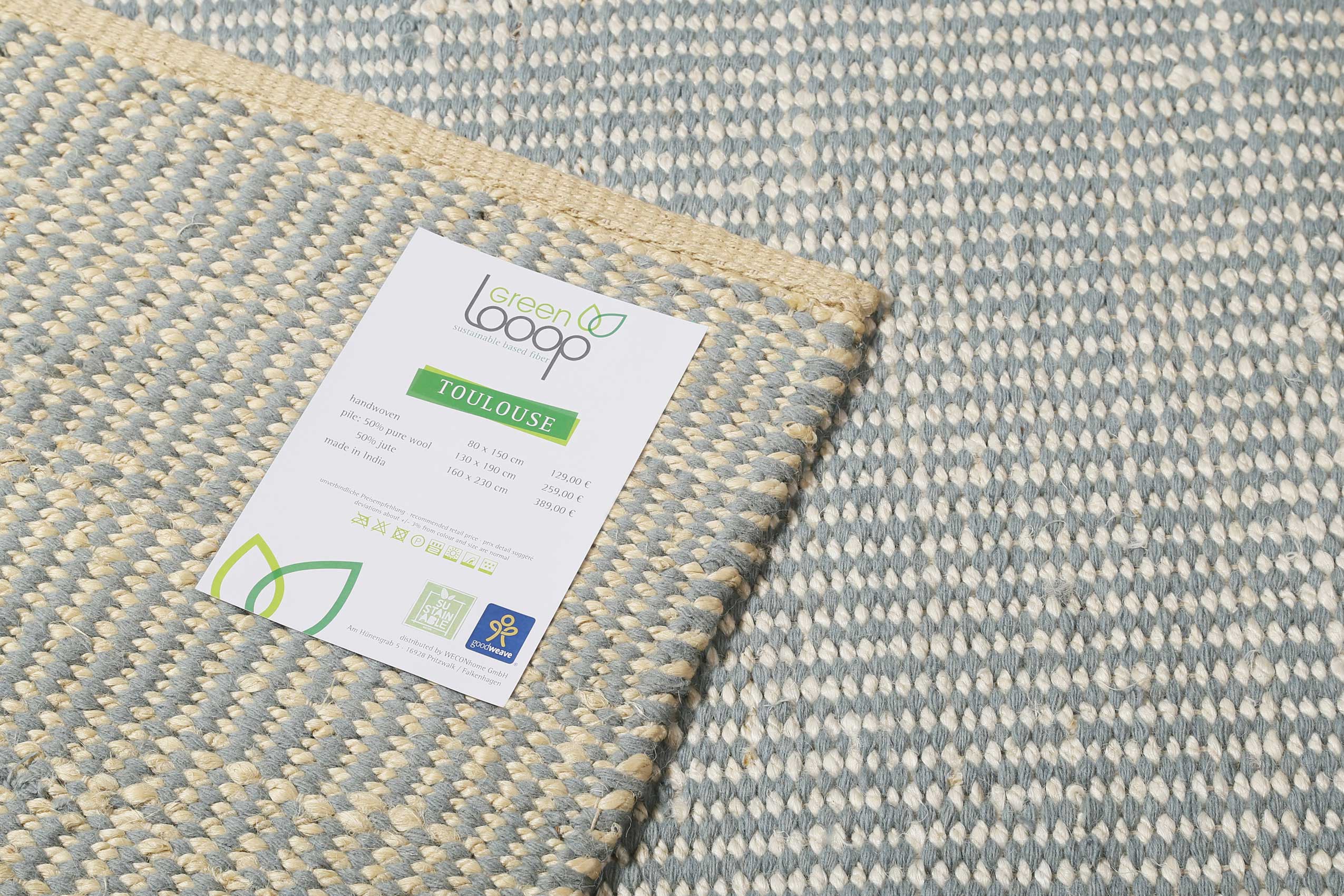 Kelim Teppich Mintgrün Beige aus Jute & Wolle » Toulouse « Green Looop - Ansicht 5