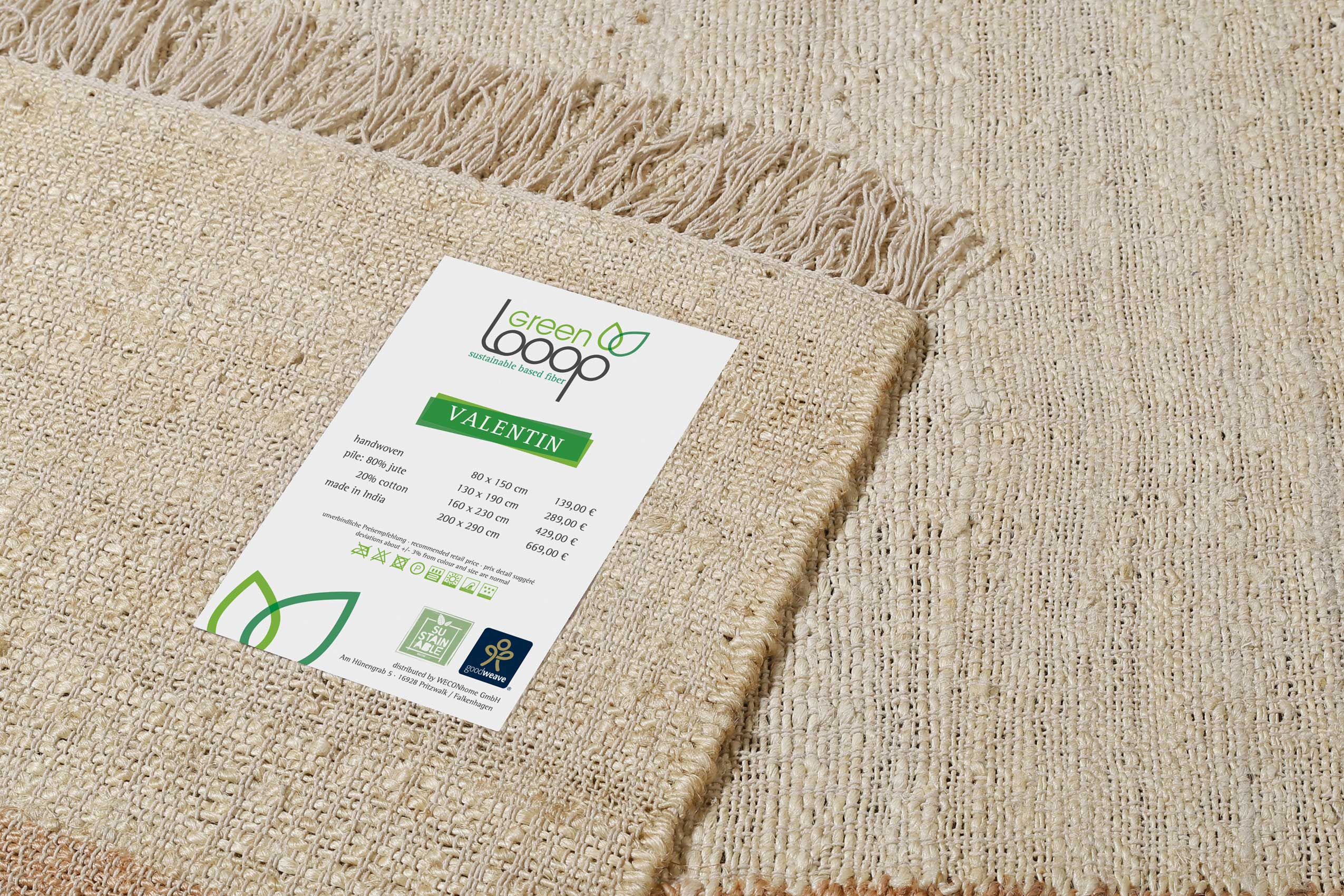 Handwebteppich Beige Braun aus Naturfaser » Valentin « Green Looop - Ansicht 5
