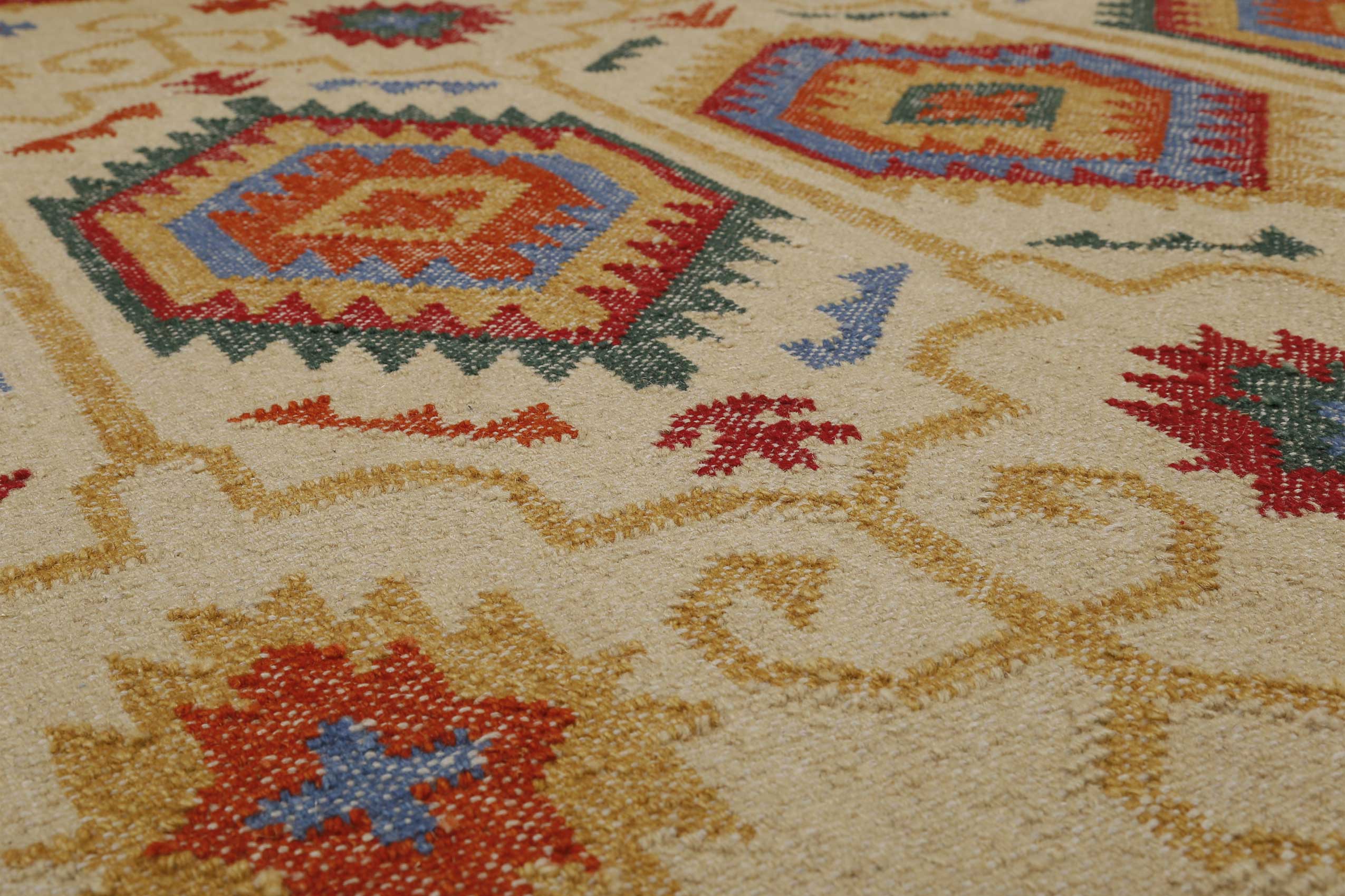 Kelim Teppich Beige aus Wolle 