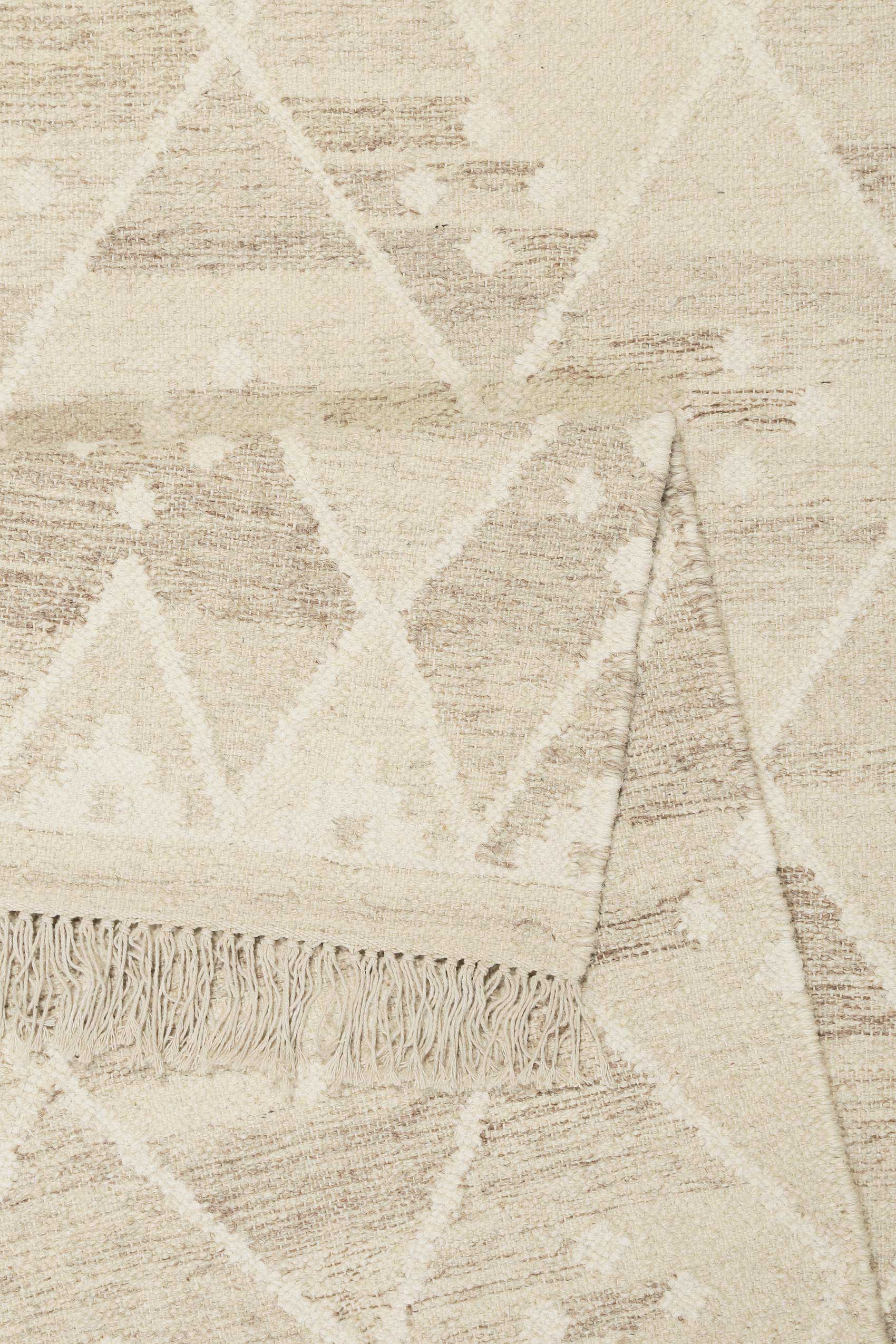 Kelim Teppich Beige Braun meliert aus Wolle 