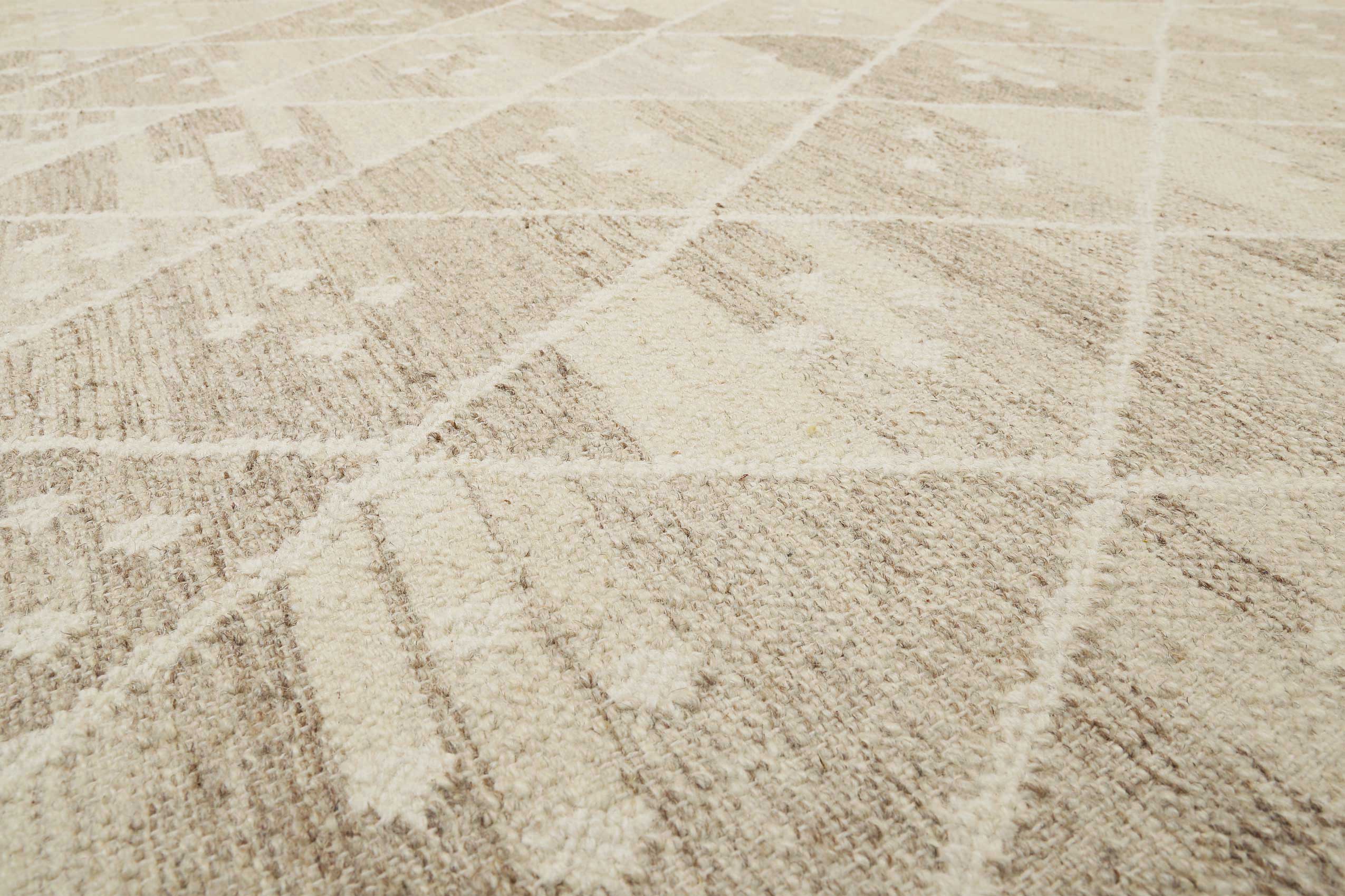Kelim Teppich Beige Braun meliert aus Wolle 
