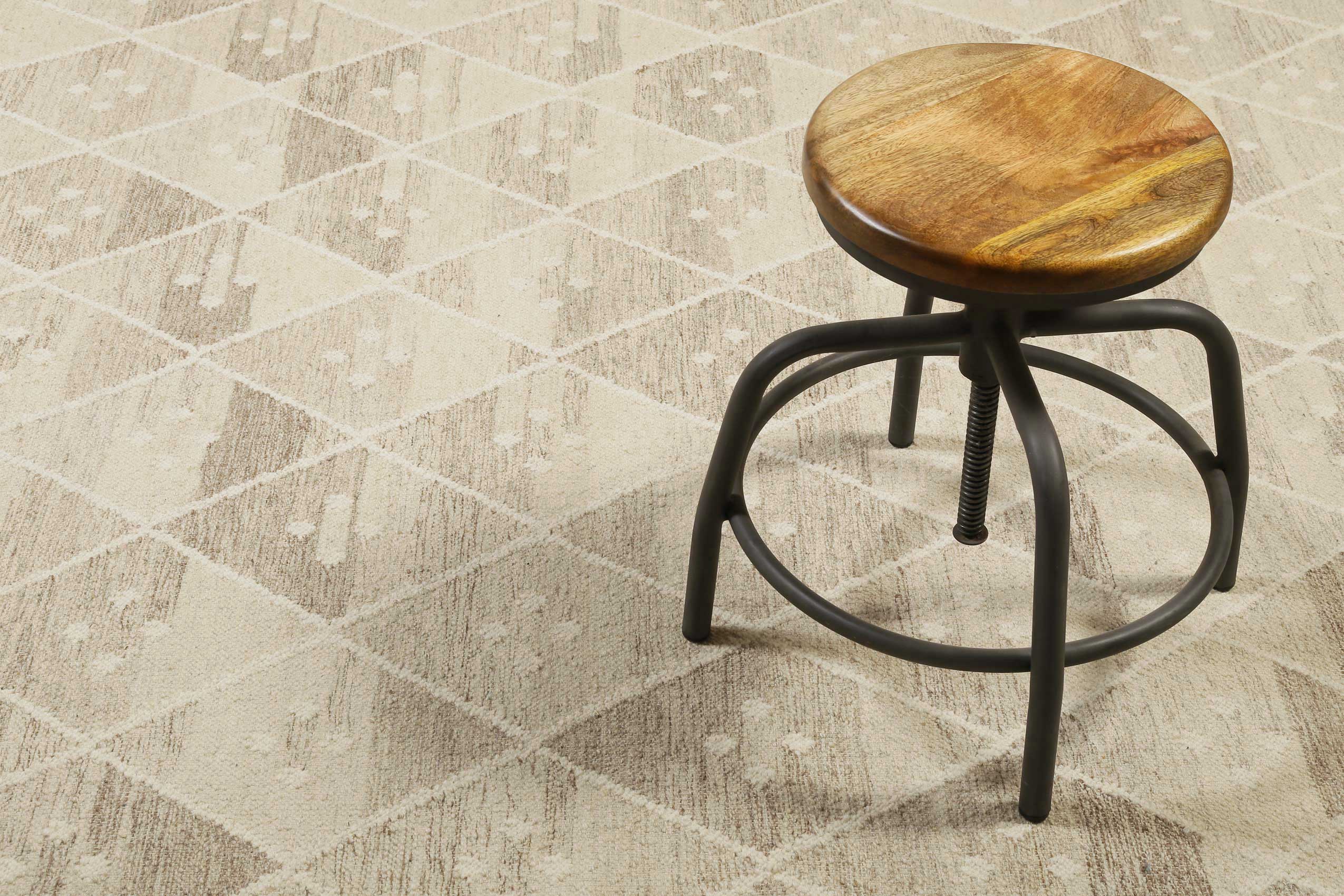 Kelim Teppich Beige Braun meliert aus Wolle 