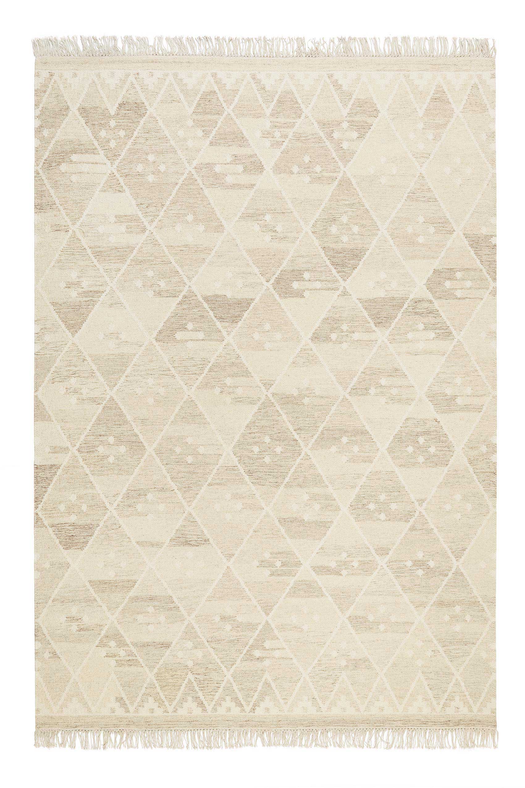 Kelim Teppich Beige Braun meliert aus Wolle 
