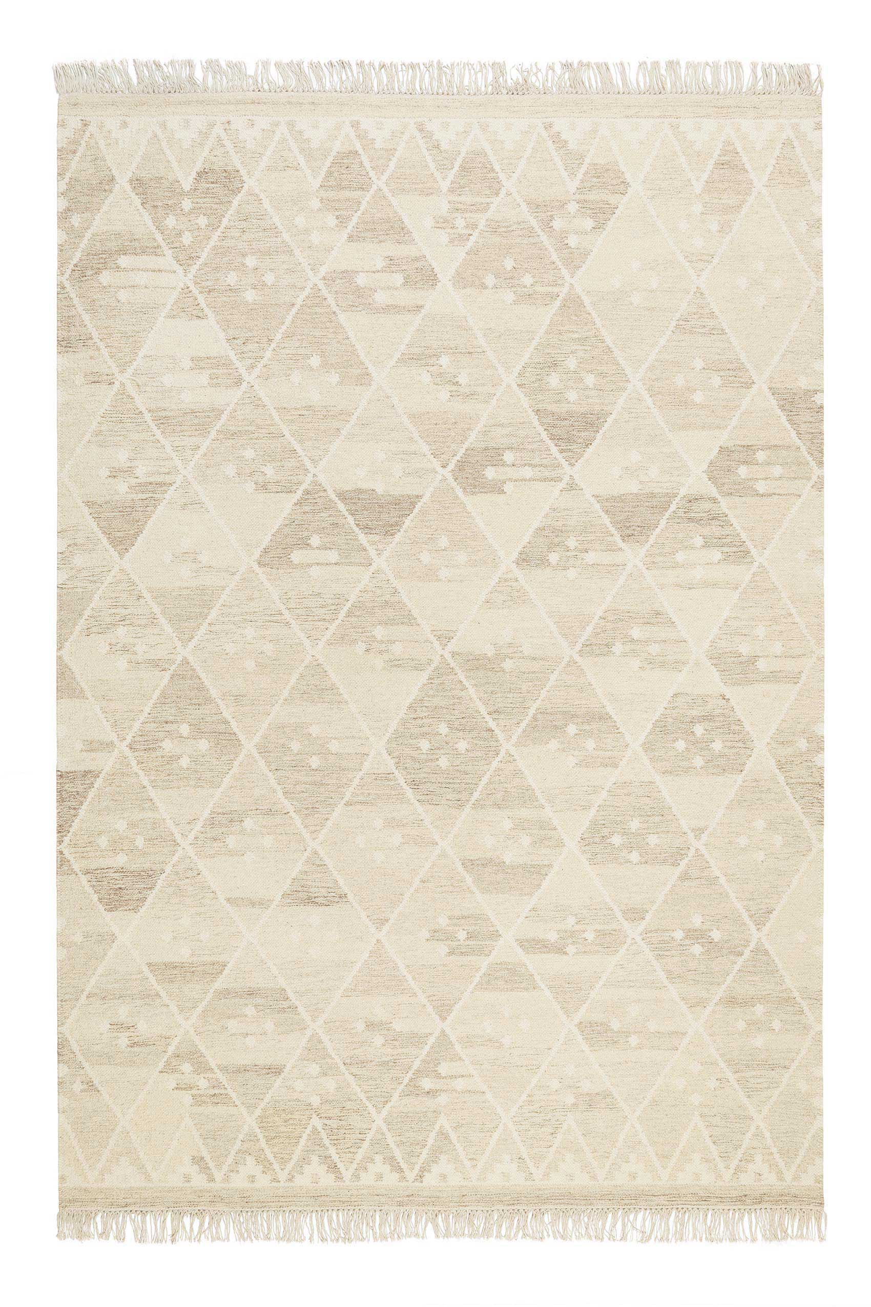 Kelim Teppich Beige Braun meliert aus Wolle » Vermont « Green Looop - Ansicht 1