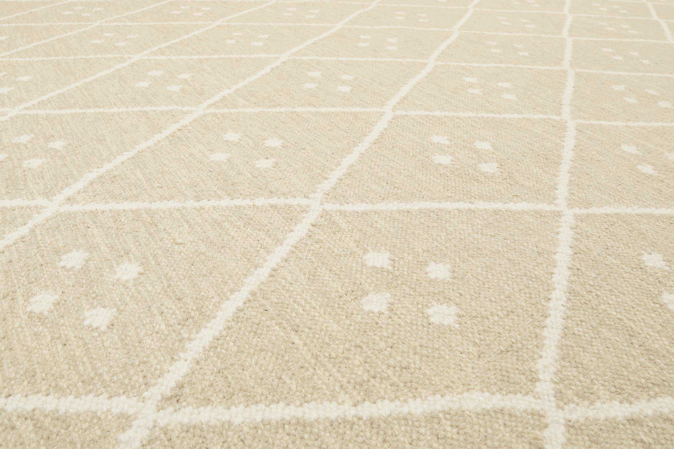Kelim Teppich Beige Creme meliert aus Wolle 