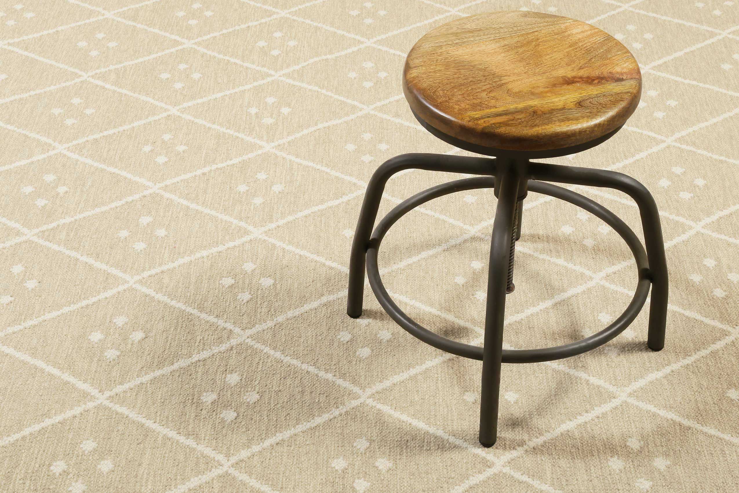 Kelim Teppich Beige Creme meliert aus Wolle 