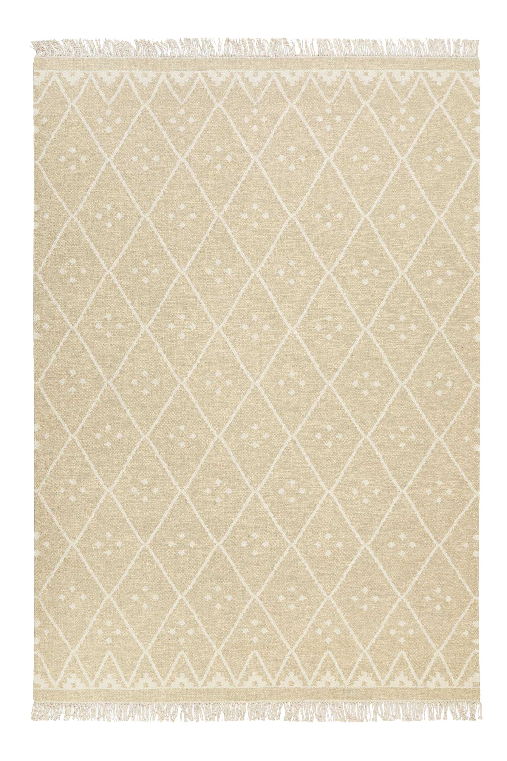 Kelim Teppich Beige Creme meliert aus Wolle » Vermont « Green Looop - Ansicht 1