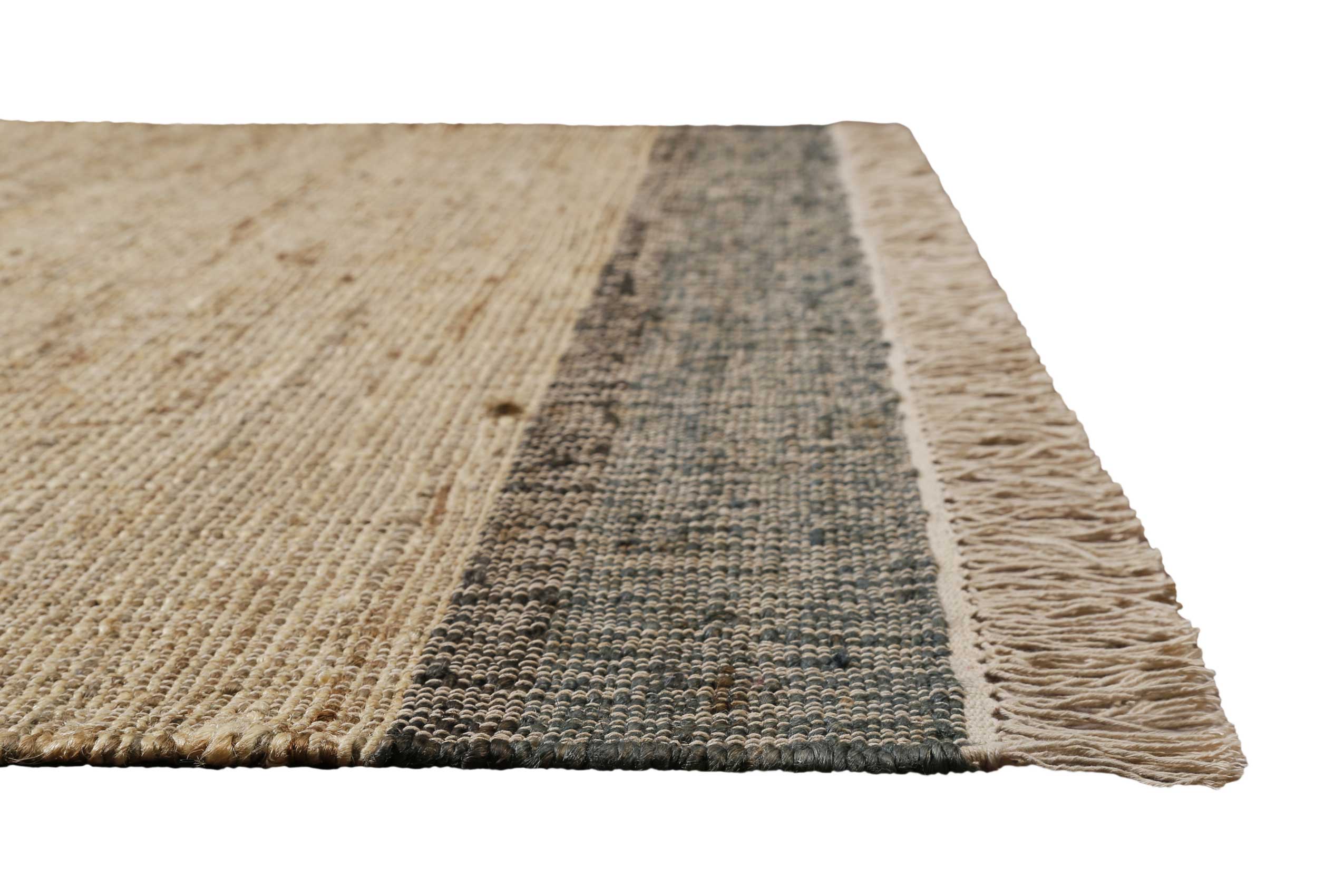Handwebteppich Beige Grau aus Naturfaser 
