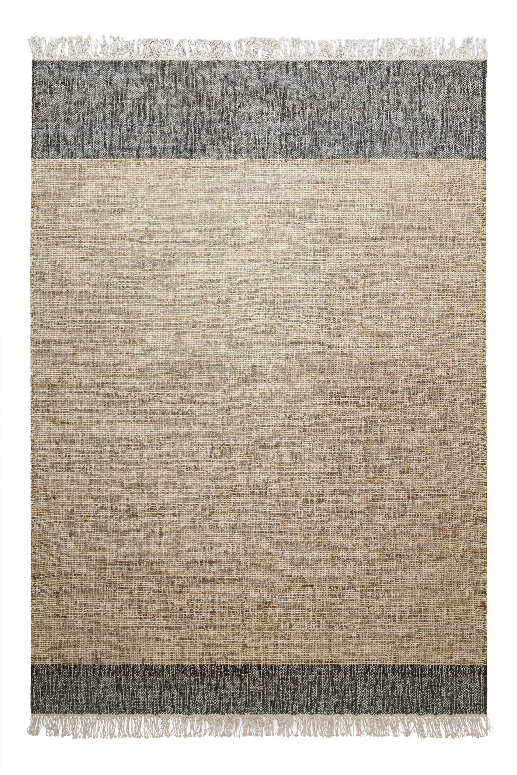 Handwebteppich Beige Grau aus Naturfaser 