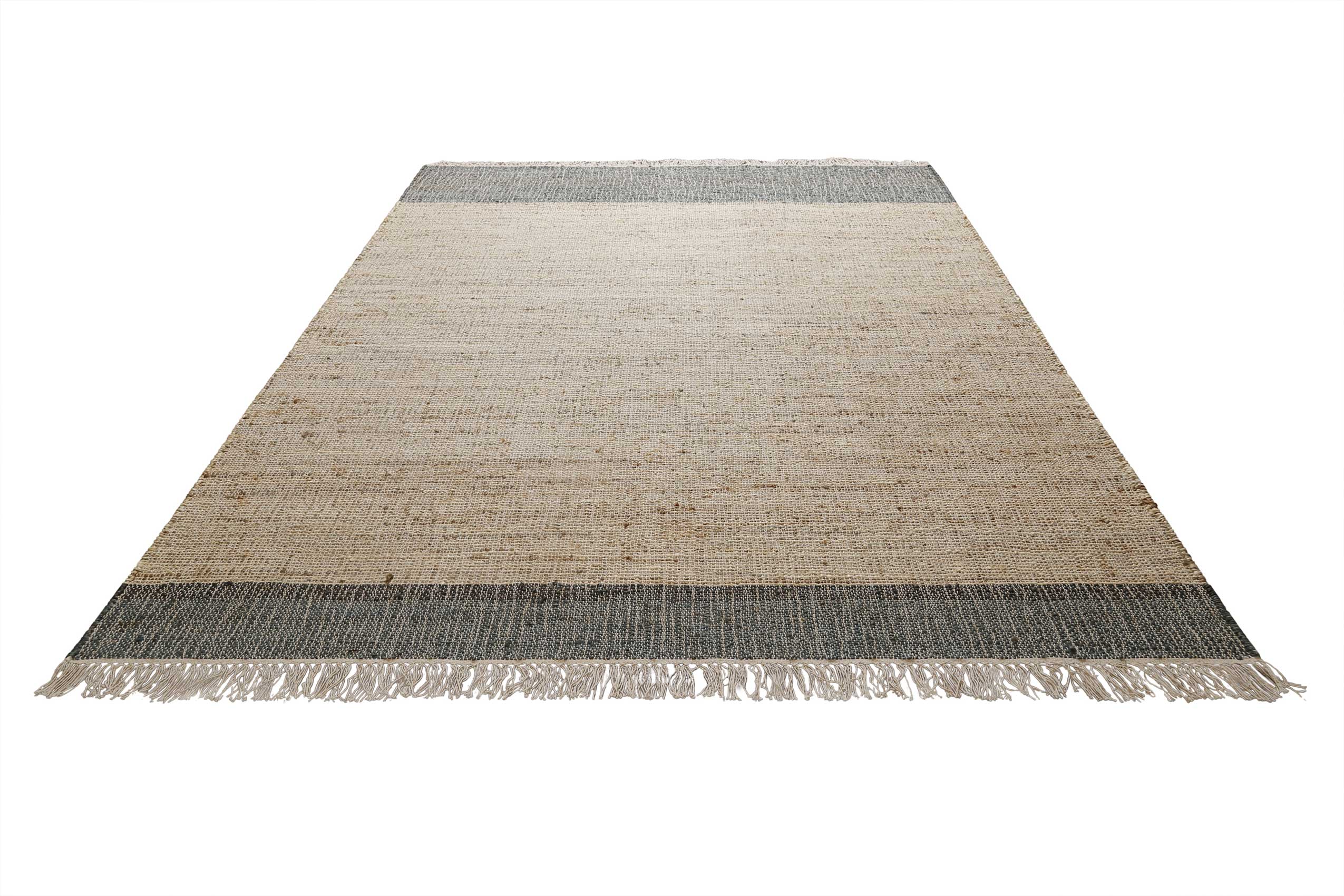 Handwebteppich Beige Grau aus Naturfaser 