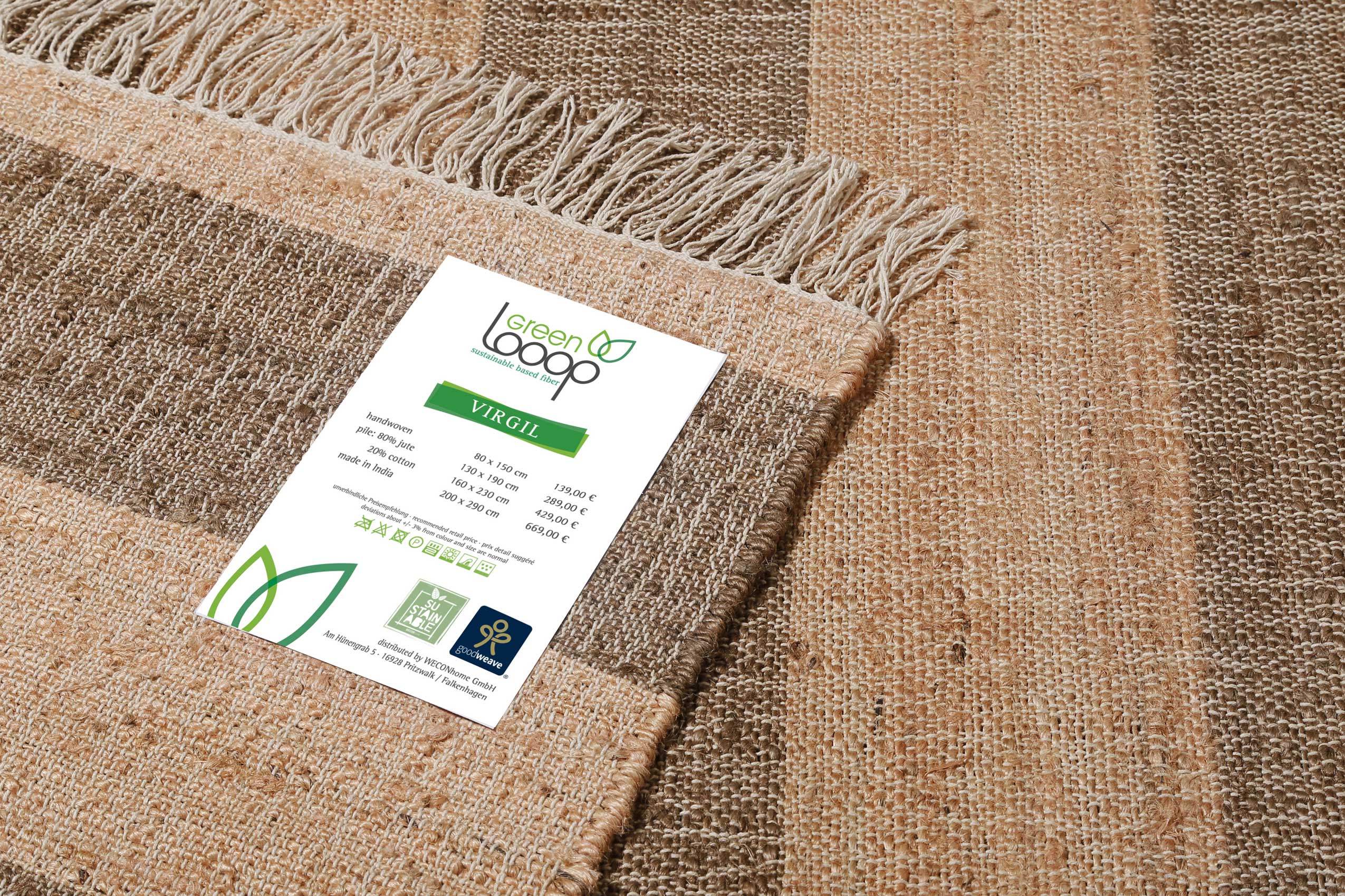 Handwebteppich Beige Braun aus Naturfaser » Virgil « Green Looop - Ansicht 5