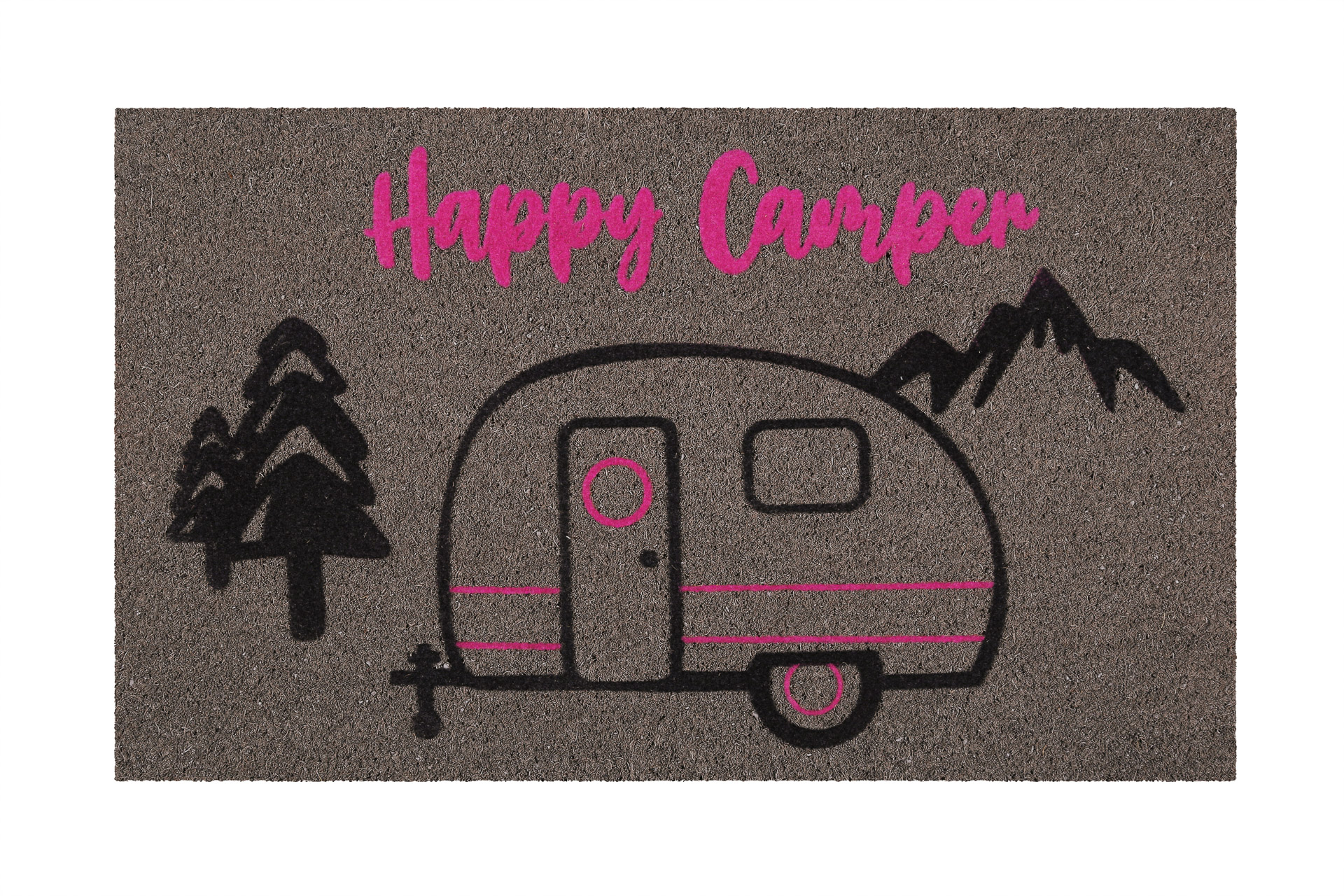 Fußmatte aus Kokosfaser Grau Schwarz » Happy Camper « WECONhome - Ansicht 2