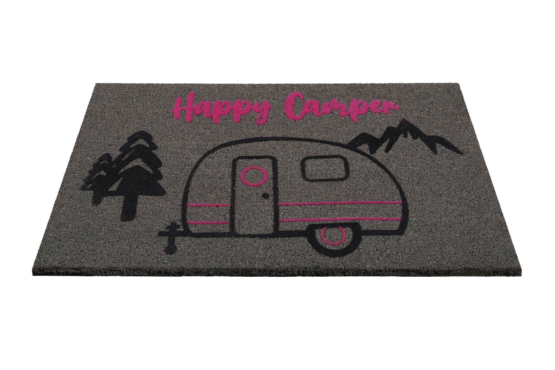 Fußmatte aus Kokosfaser Grau Schwarz » Happy Camper « WECONhome - Ansicht 3