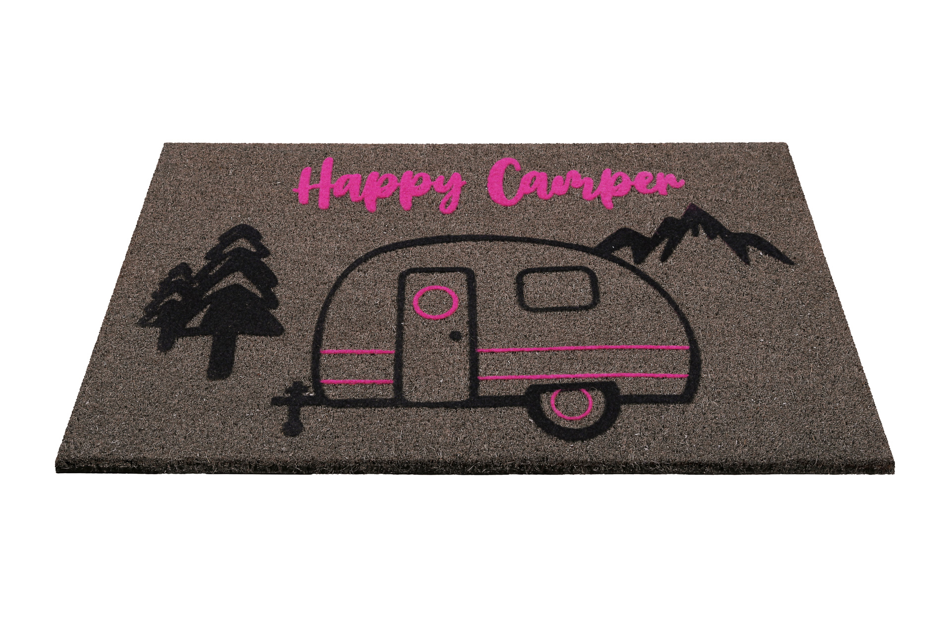 Fußmatte aus Kokosfaser Grau Schwarz » Happy Camper « WECONhome - Ansicht 3