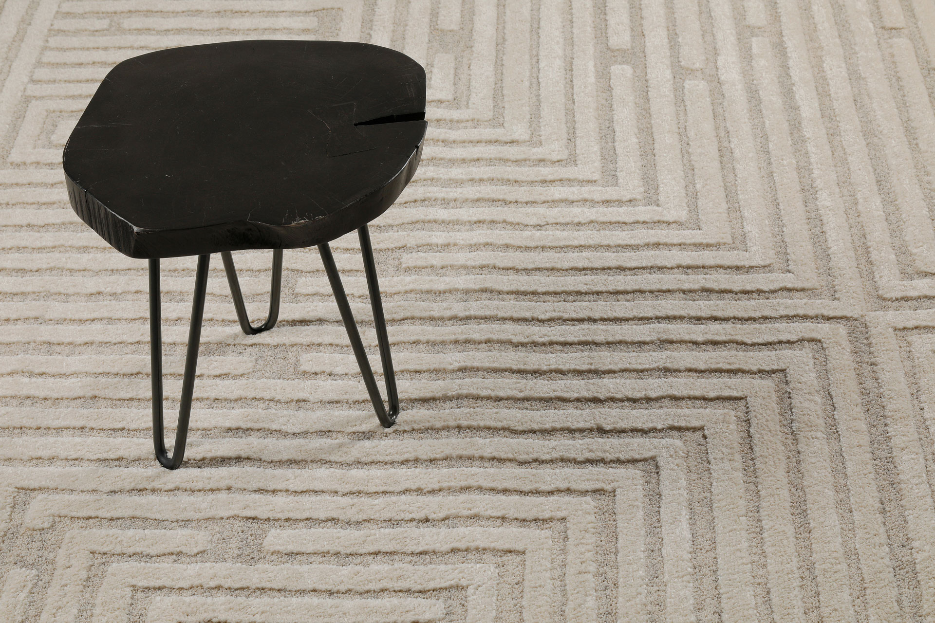 Kurzflor Teppich Creme Beige