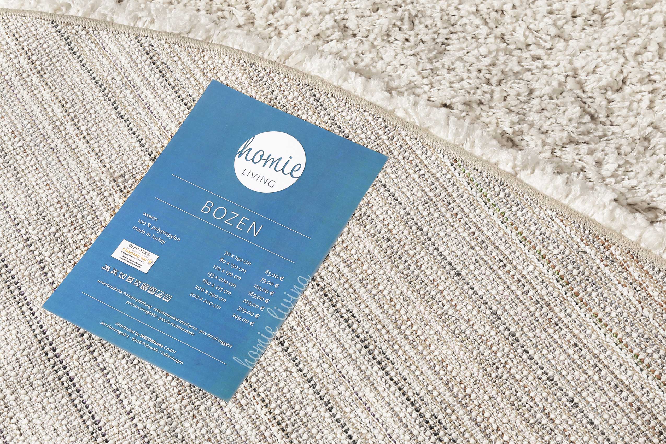 Teppich Rund Creme Beige Hochflor » Bozen « Homie Living - Ansicht 4