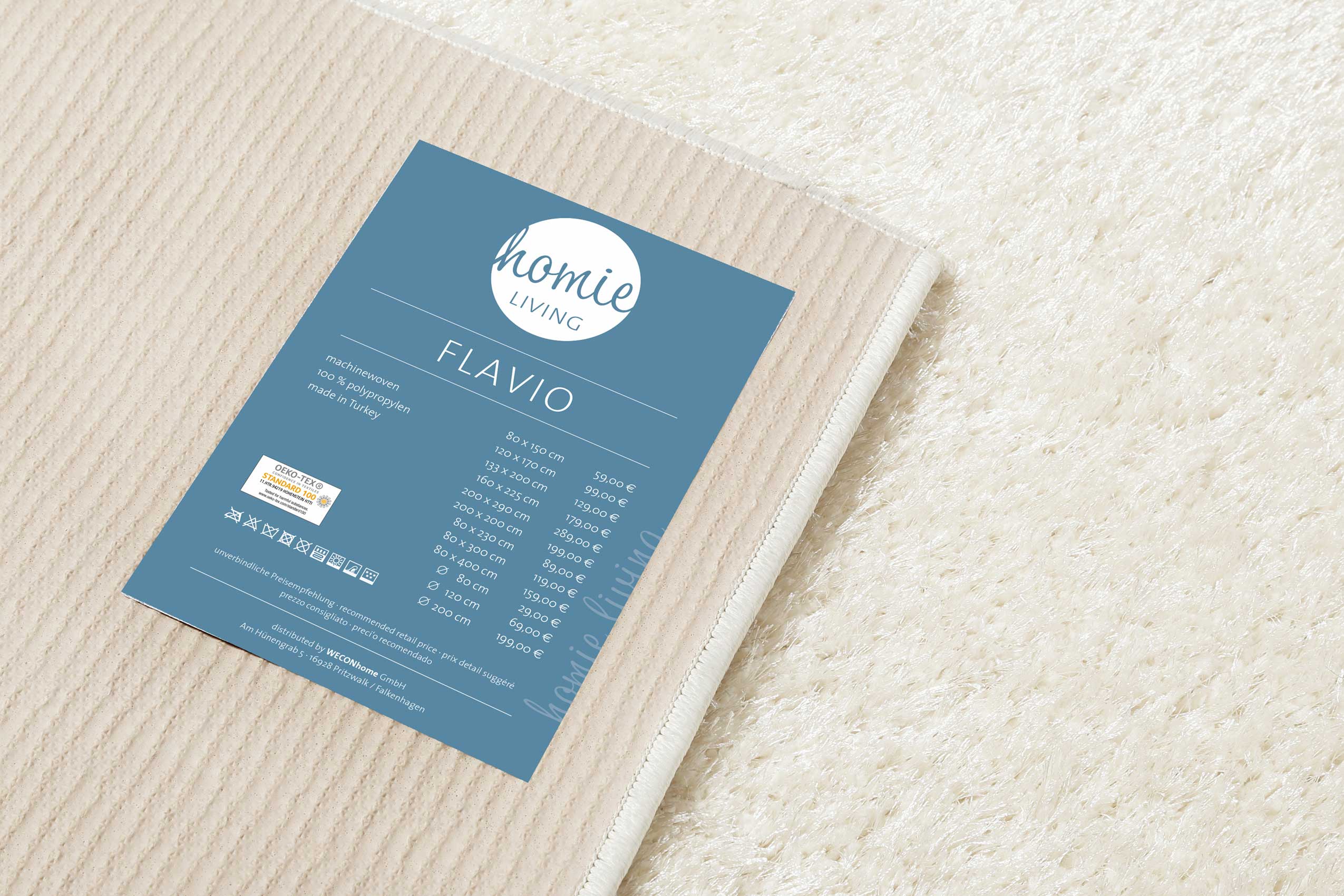 Teppich Creme Weiß Hochflor 