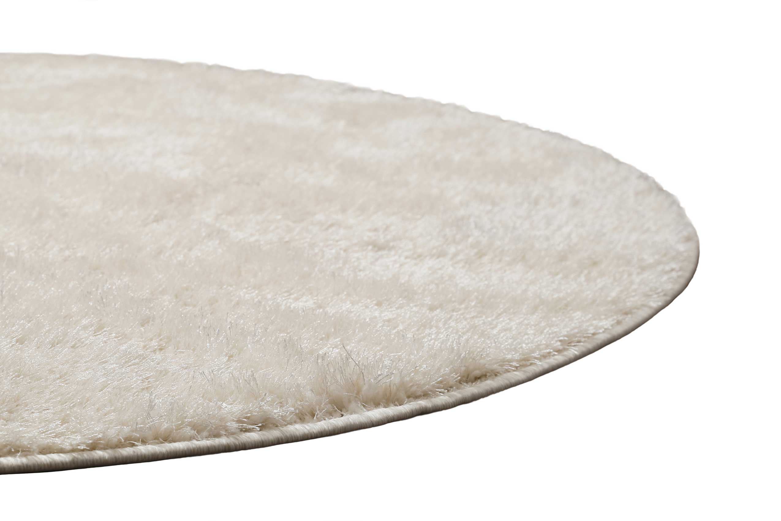 Teppich Rund Creme Weiß Hochflor 