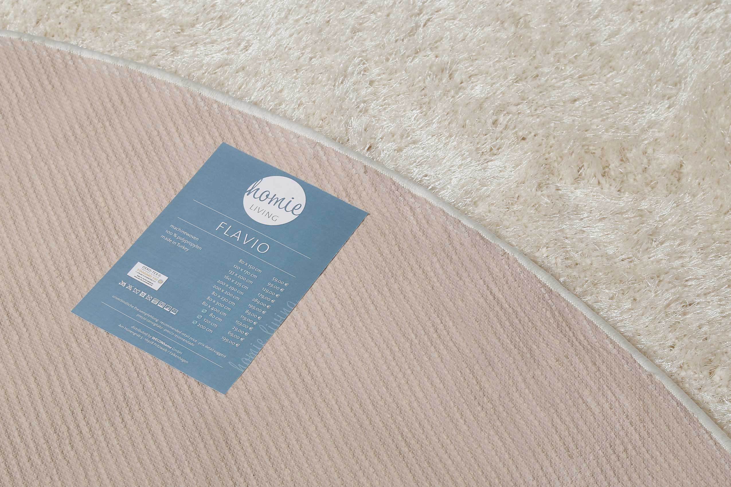 Teppich Rund Creme Weiß Hochflor 