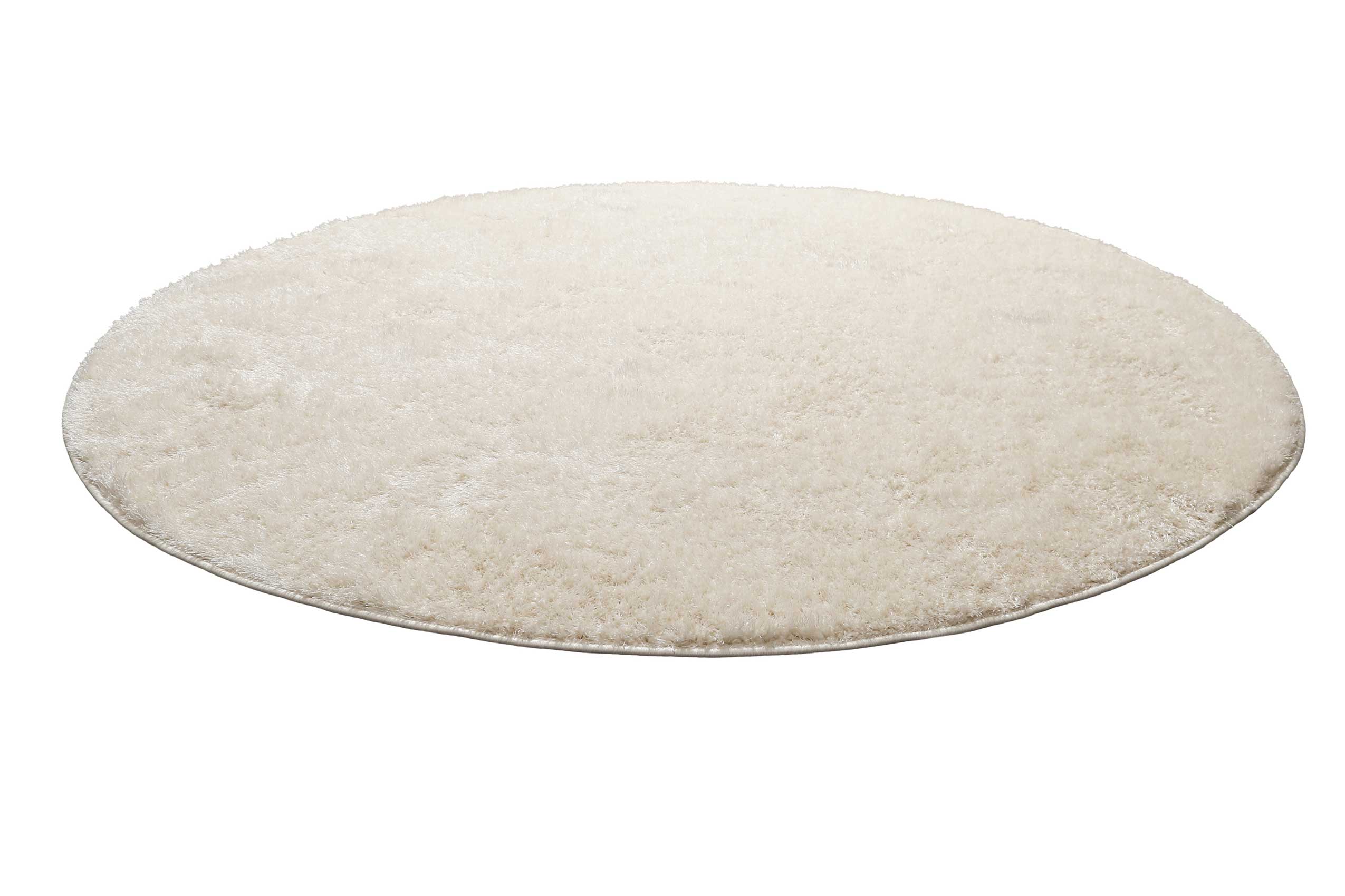 Teppich Rund Creme Weiß Hochflor 
