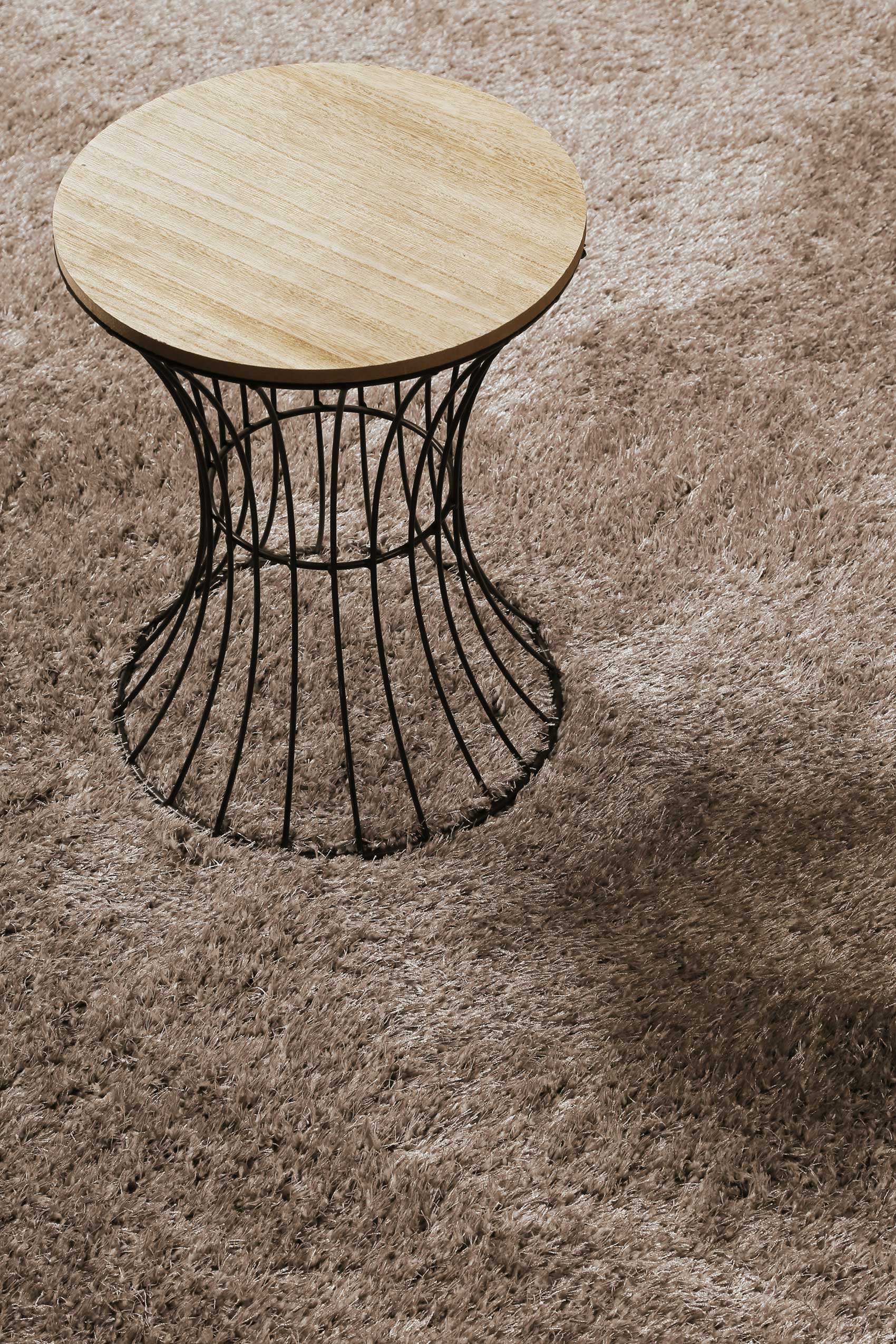 Teppich Rund Sand Hochflor 