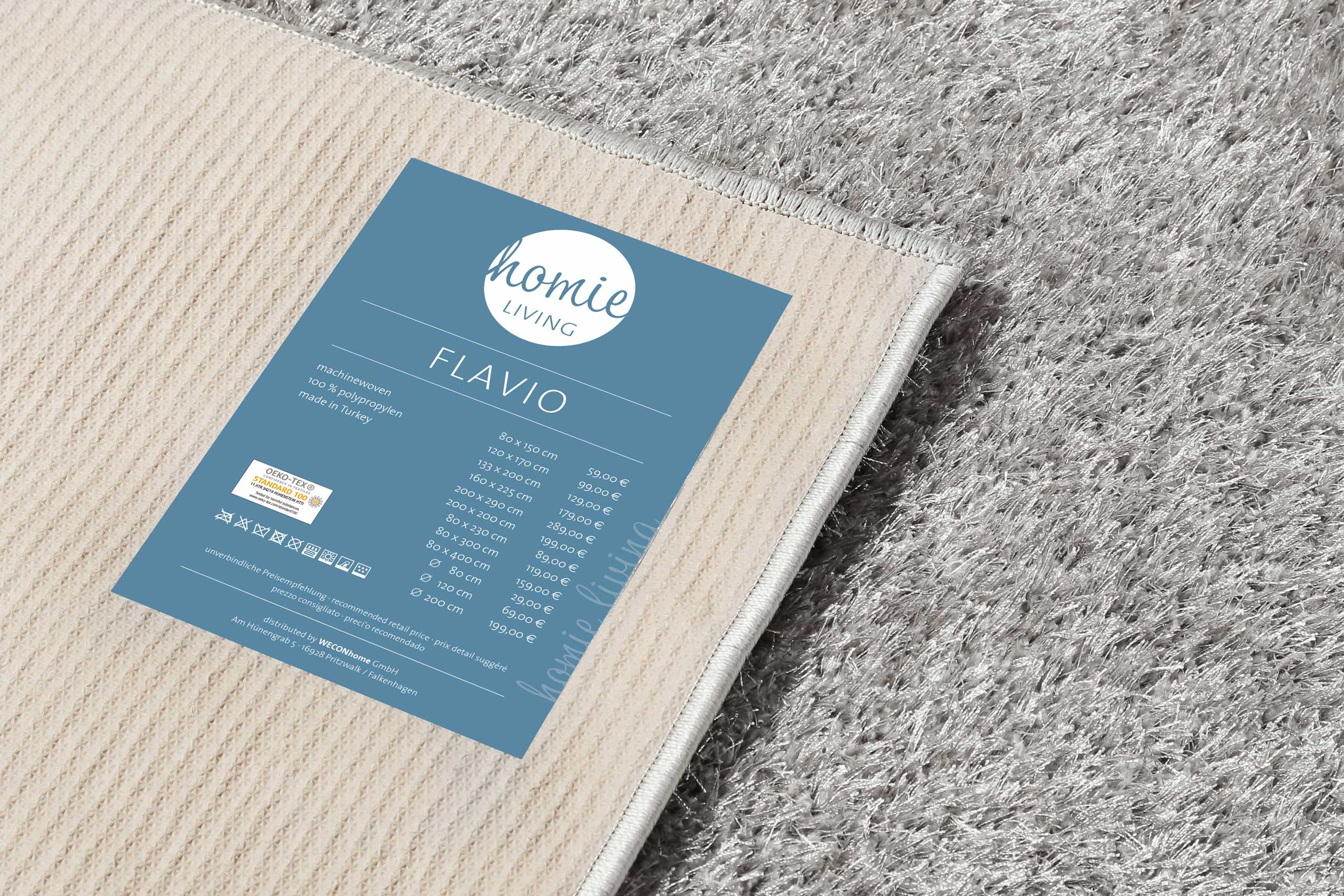 Teppich Hellgrau Hochflor 