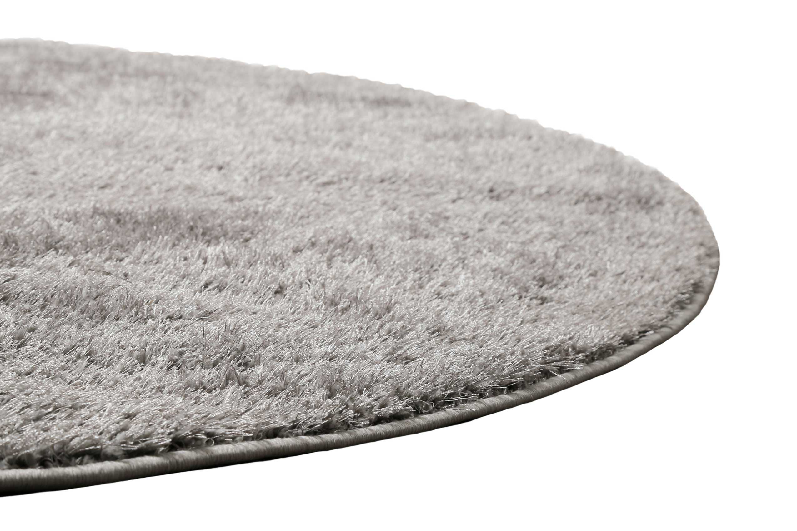 Teppich Rund Hellgrau Hochflor 
