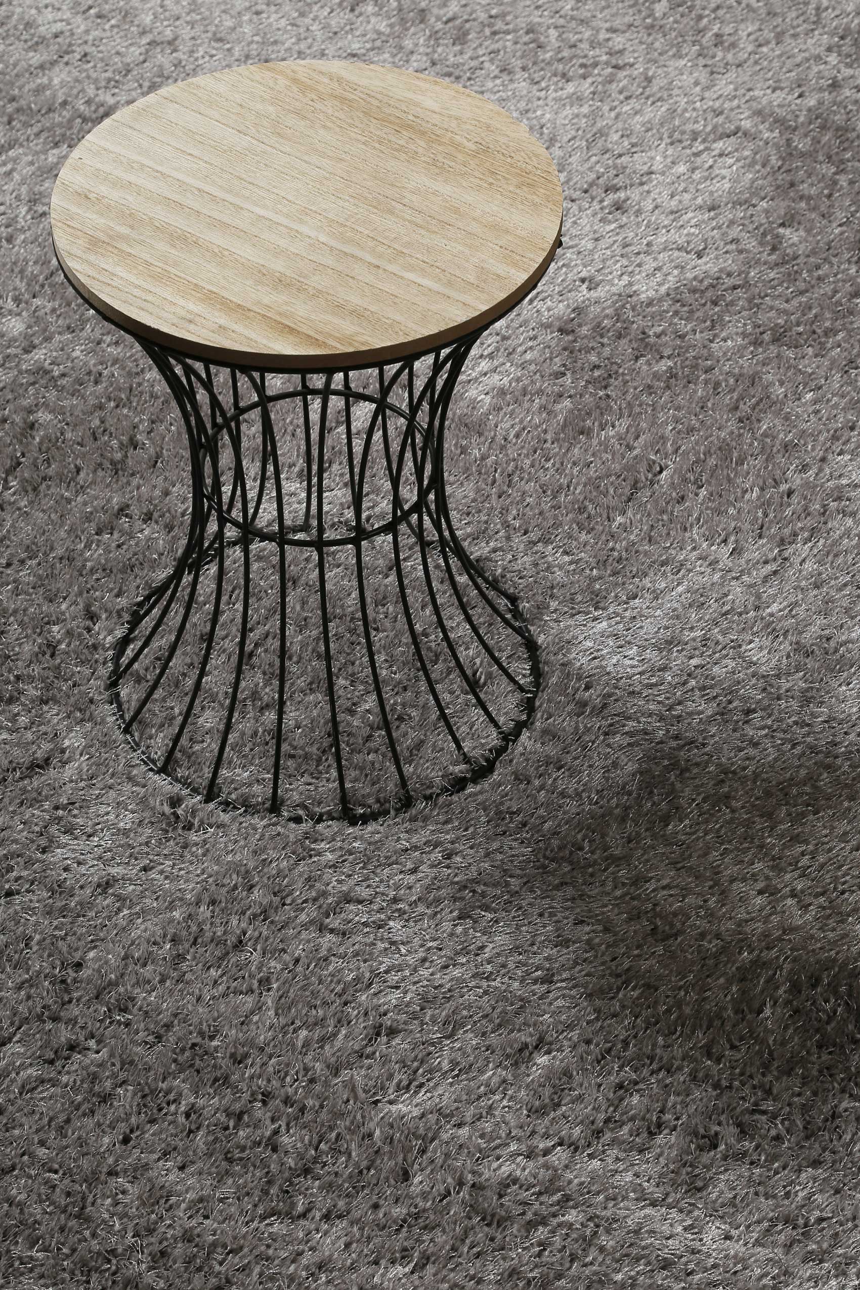 Teppich Rund Hellgrau Hochflor 