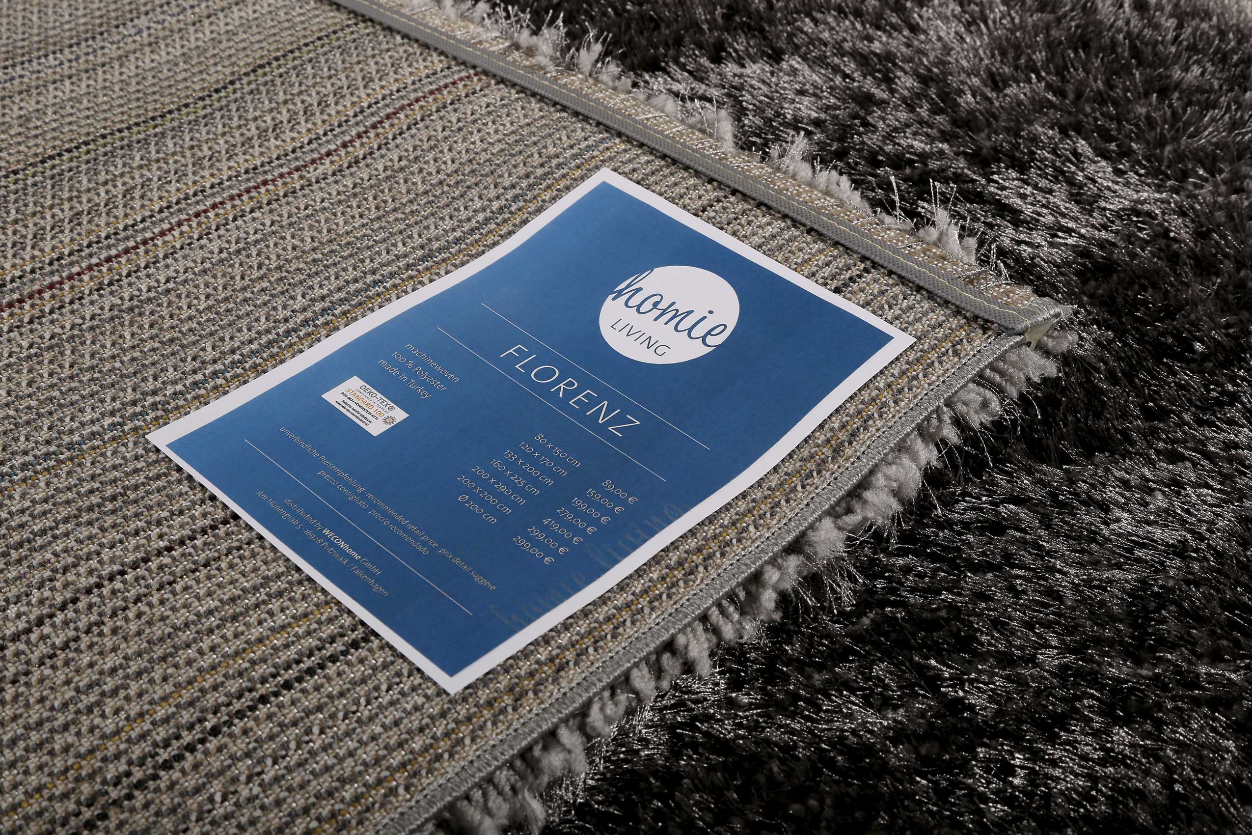 Teppich Silber Grau Hochflor » Florenz « Homie Living - Ansicht 5