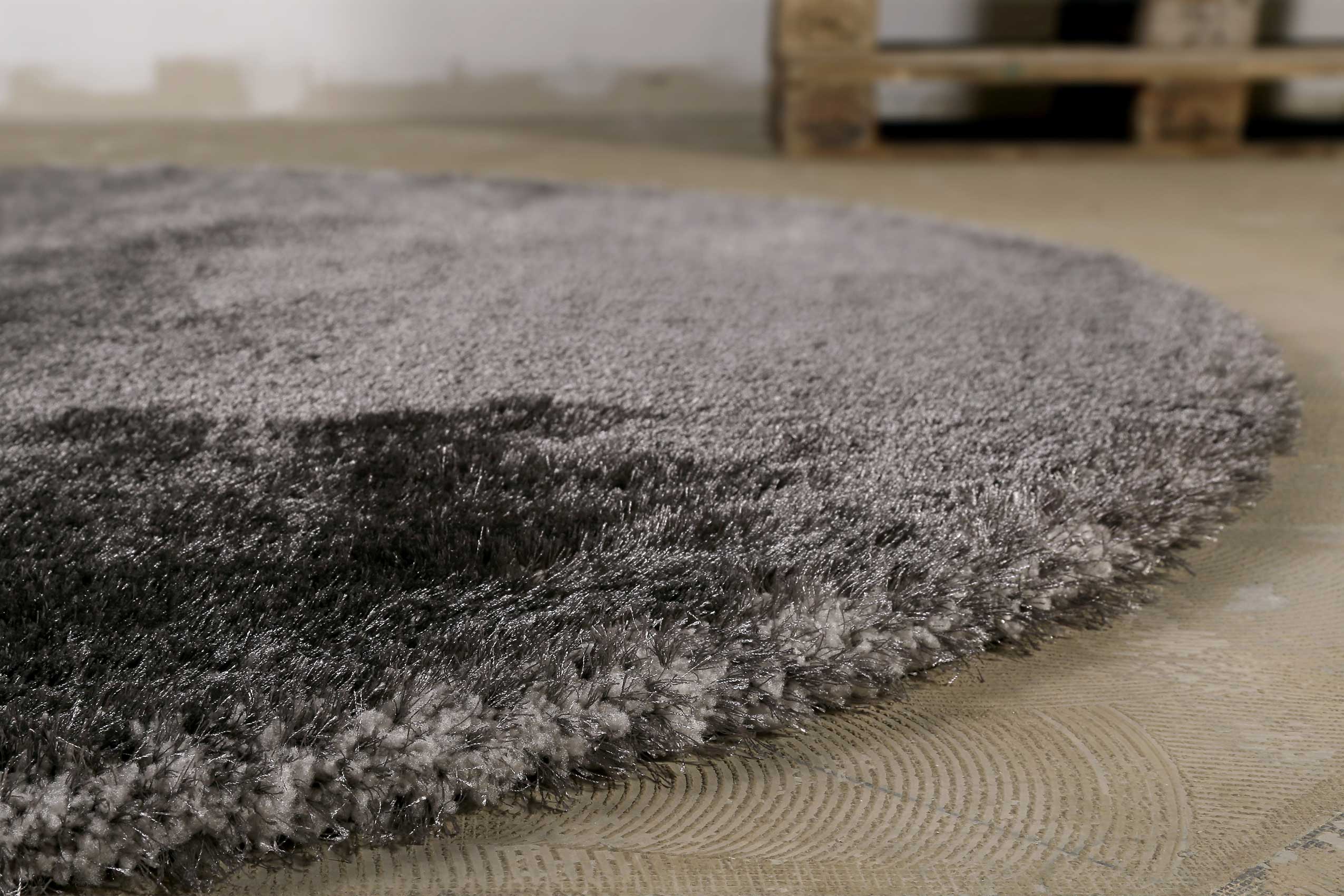 Teppich Rund Silber Grau Hochflor » Florenz « Homie Living - Ansicht 2