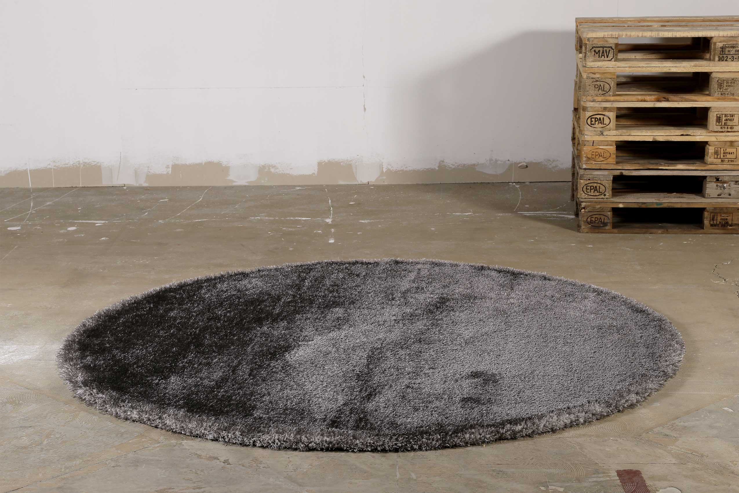 Teppich Rund Silber Grau Hochflor » Florenz « Homie Living - Ansicht 1