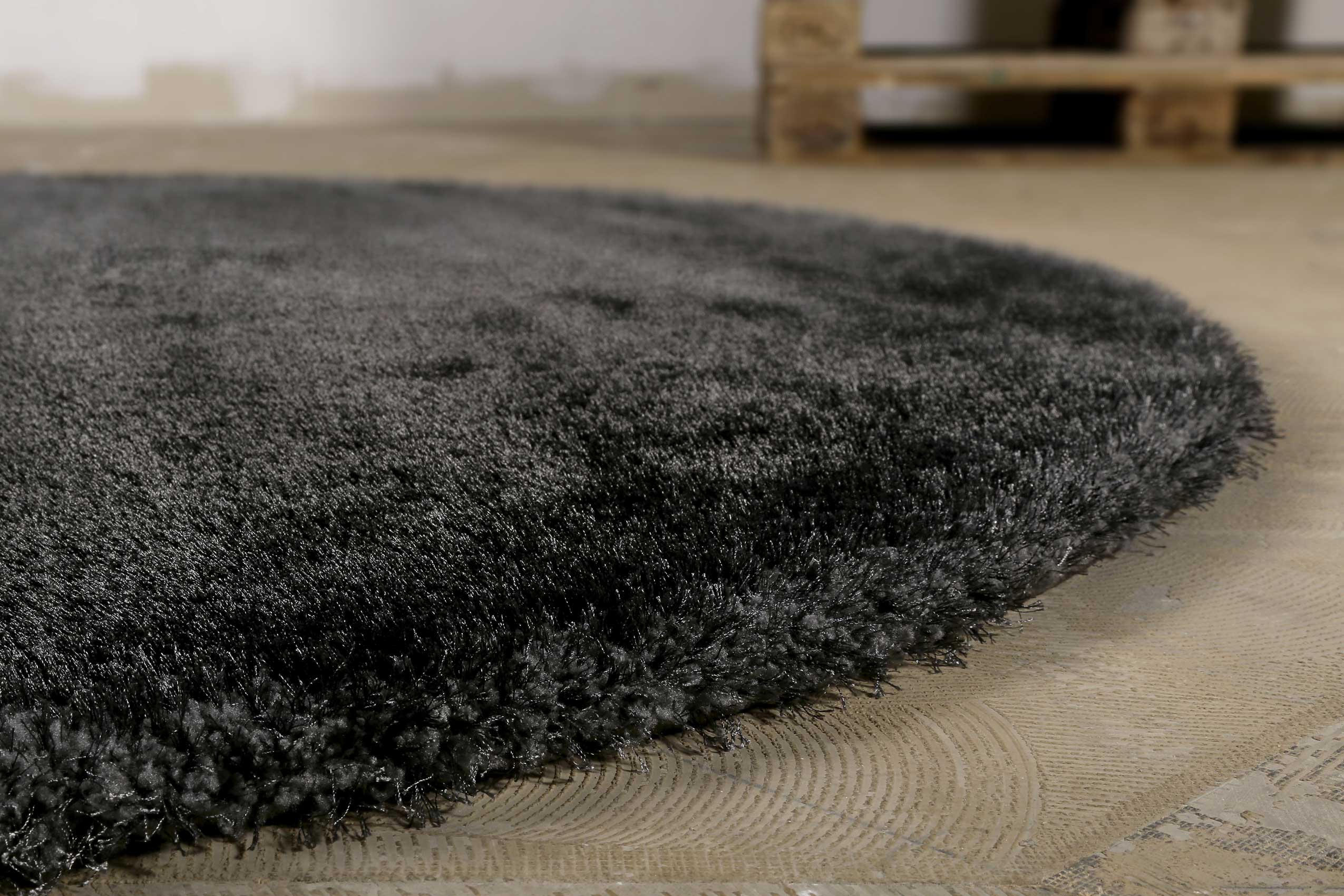 Teppich Rund Anthrazit Hochflor » Florenz « Homie Living - Ansicht 2