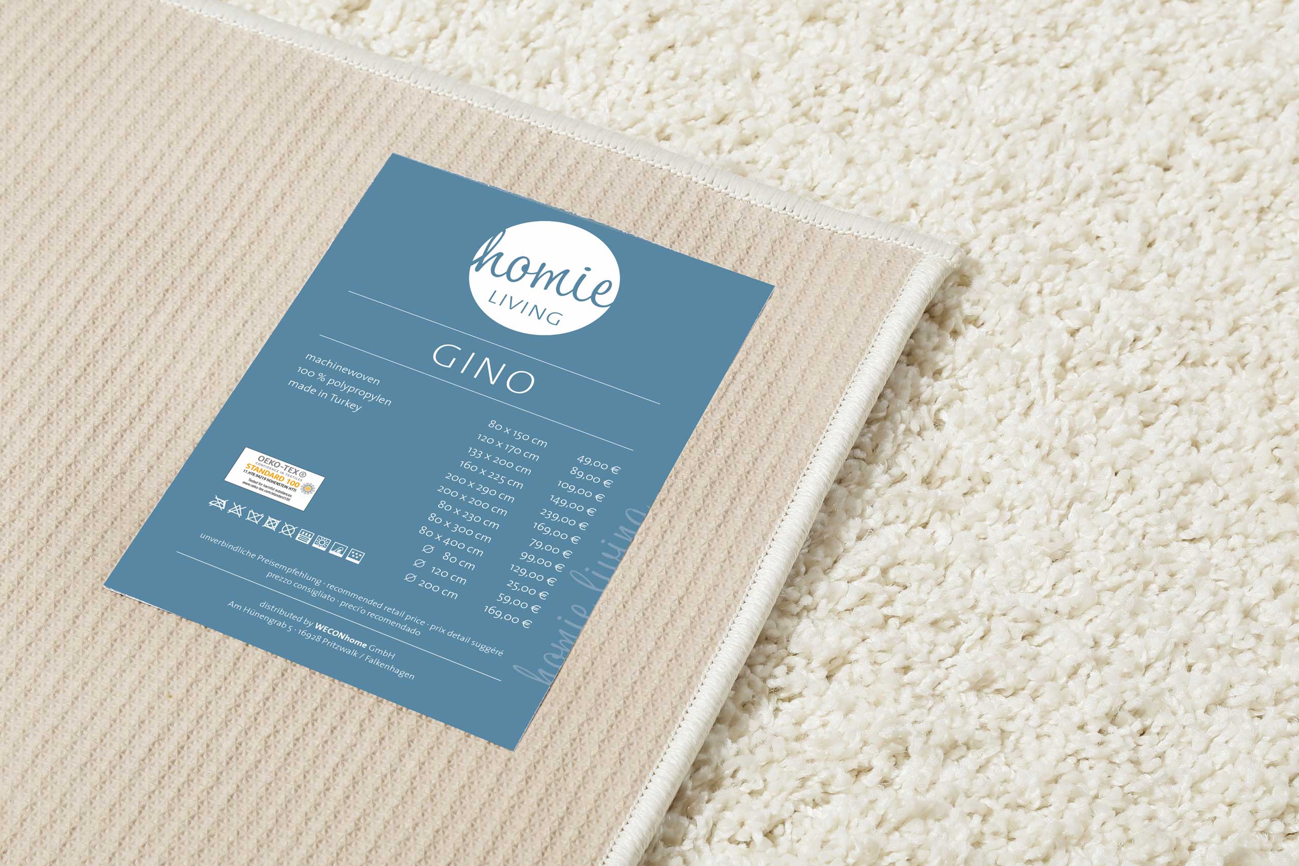 Teppich Creme Weiß Hochflor 