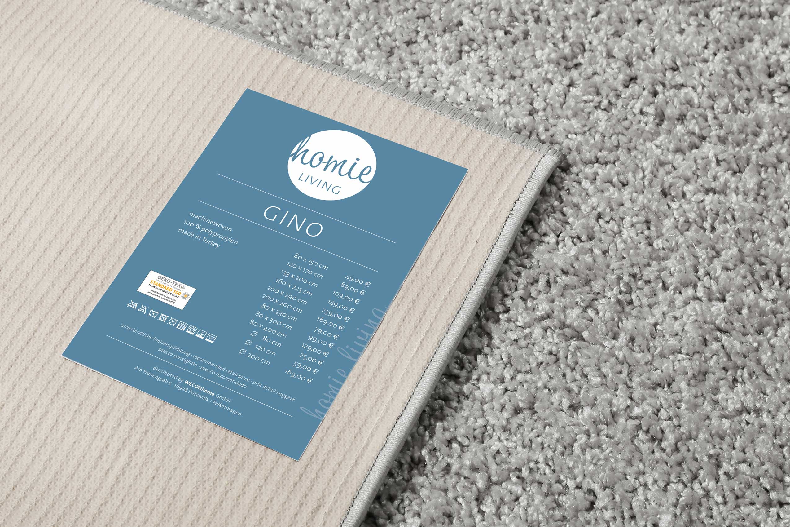 Teppich Hellgrau Hochflor » Gino « Homie Living - Ansicht 5