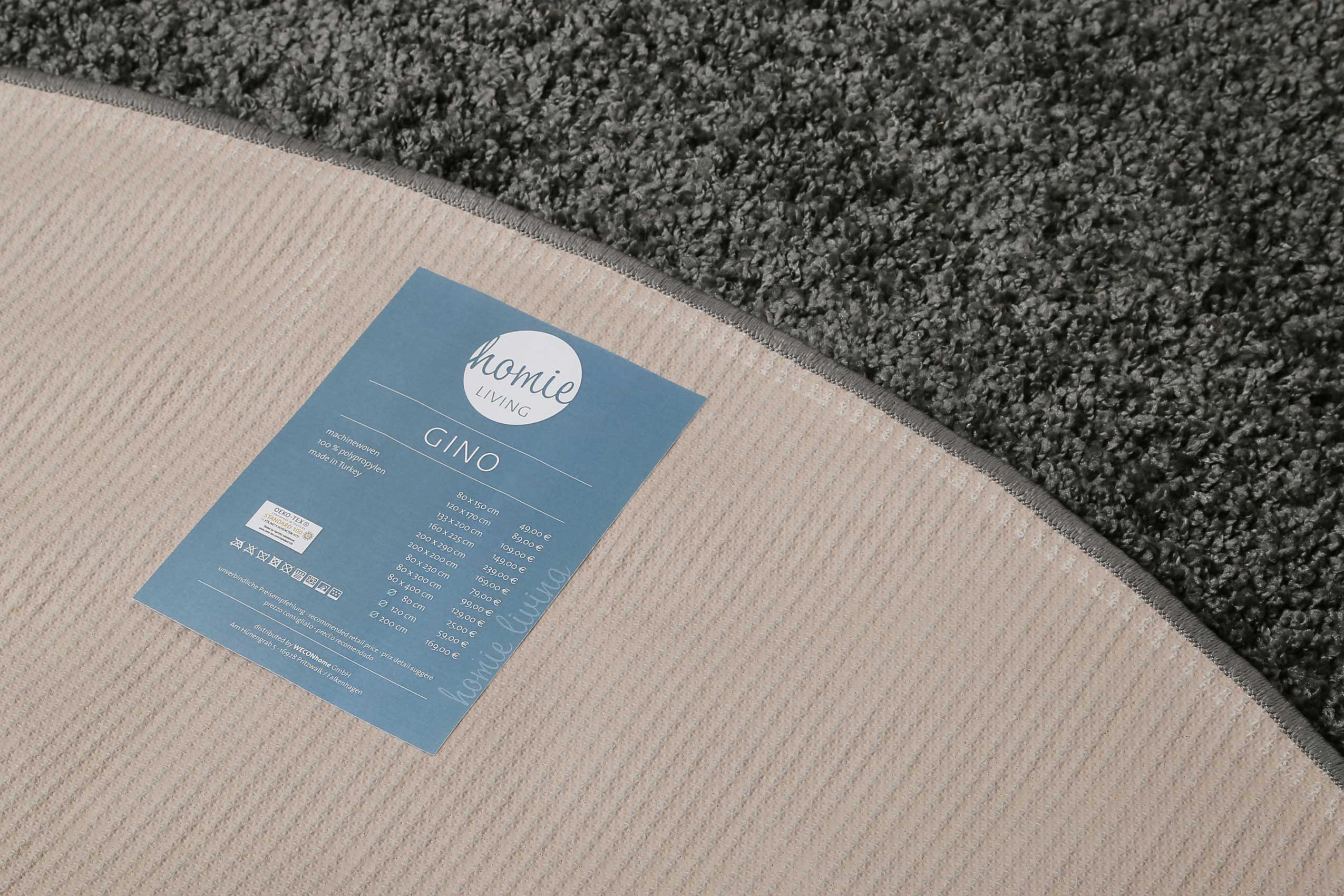 Teppich Rund Anthrazit Hochflor 