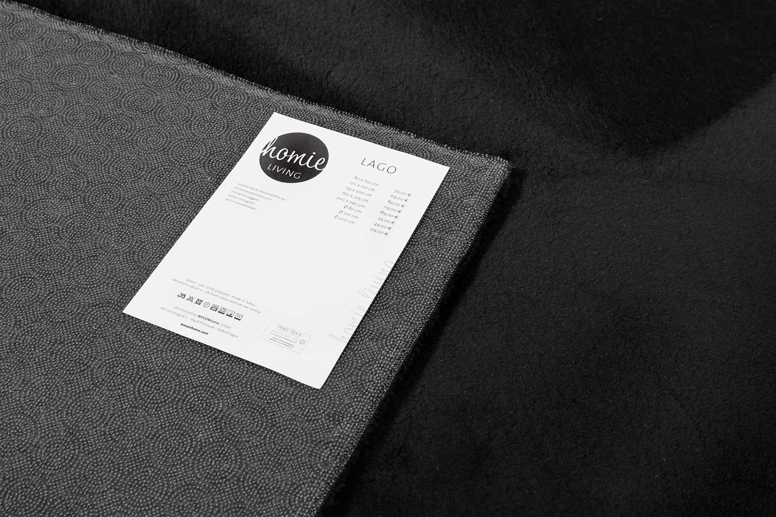 Kurzflor-Teppich Schwarz soft & weich 