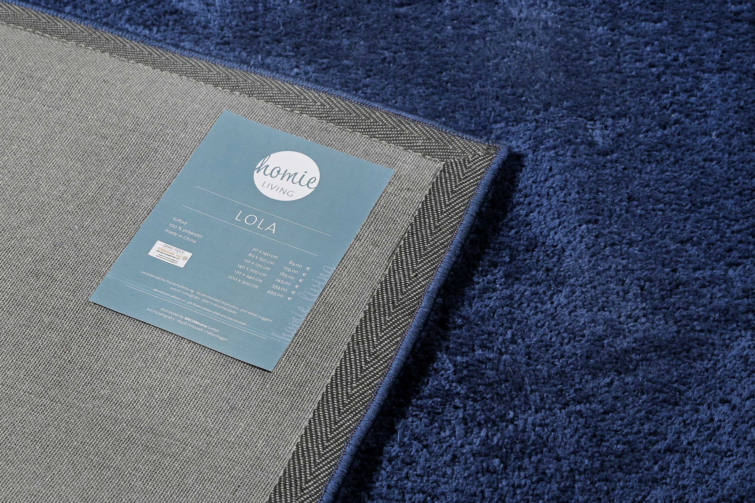 Teppich Blau Hochflor B-Ware » Lola « Homie Living - Ansicht 5