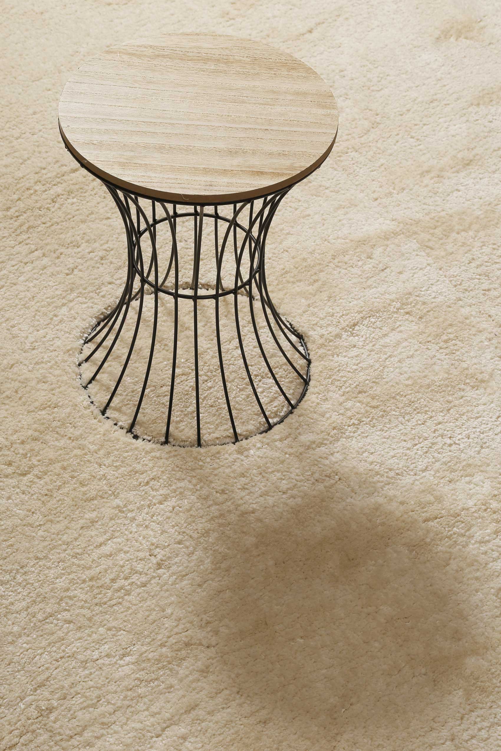 Teppich Creme Weiß Hochflor B-Ware 