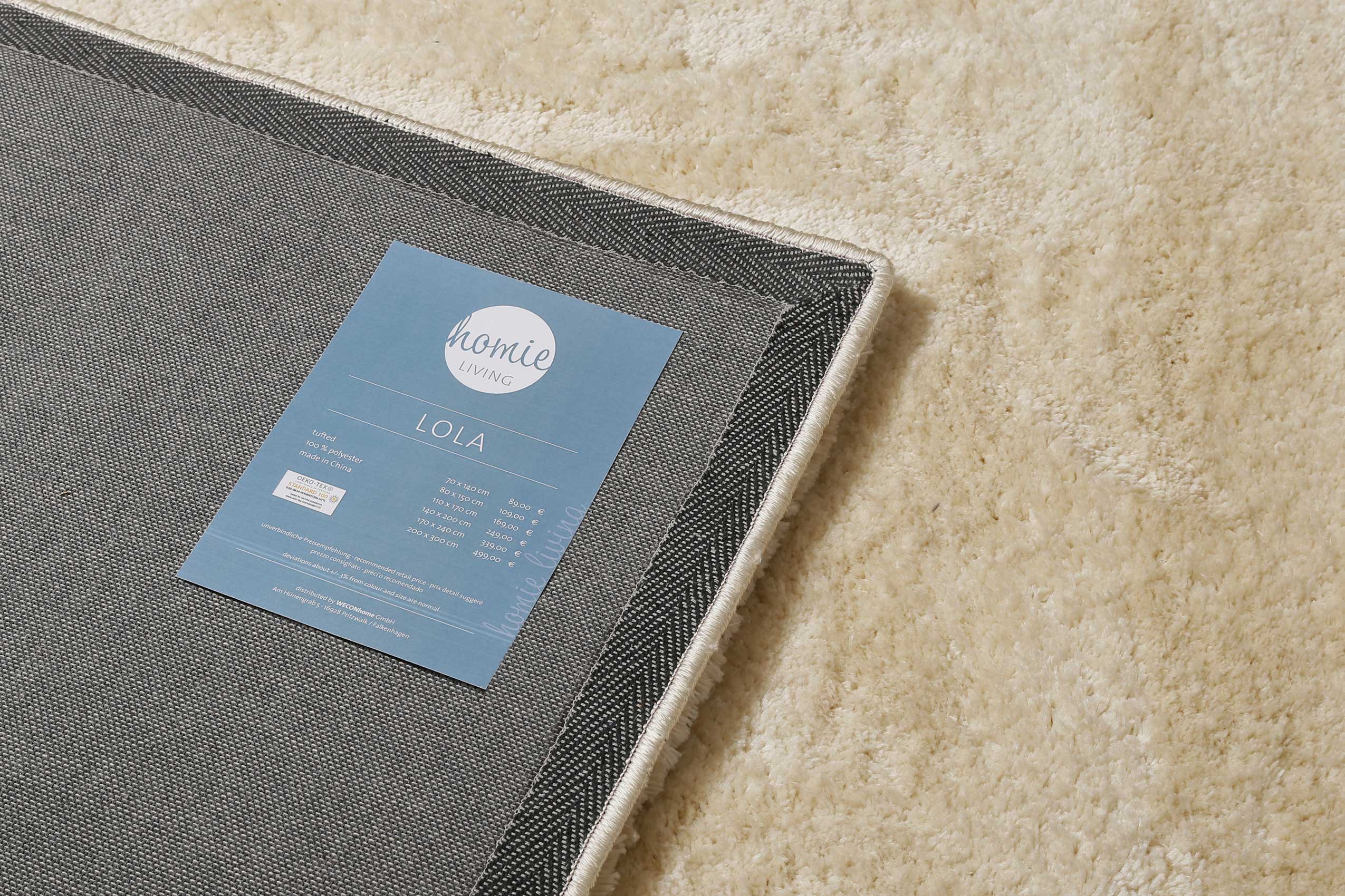 Teppich Creme Weiß Hochflor B-Ware 