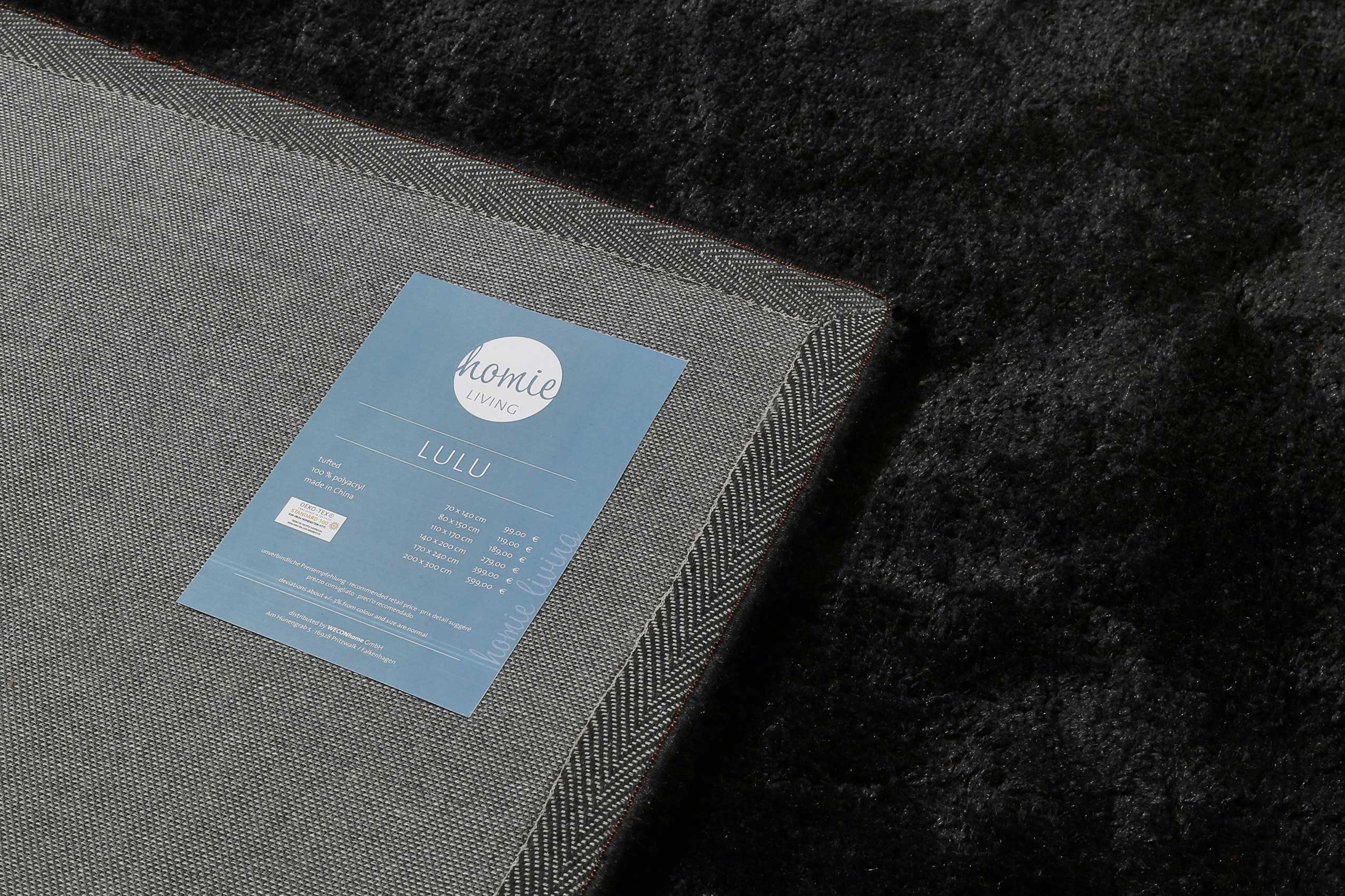 Teppich Schwarz Hochflor B-Ware 