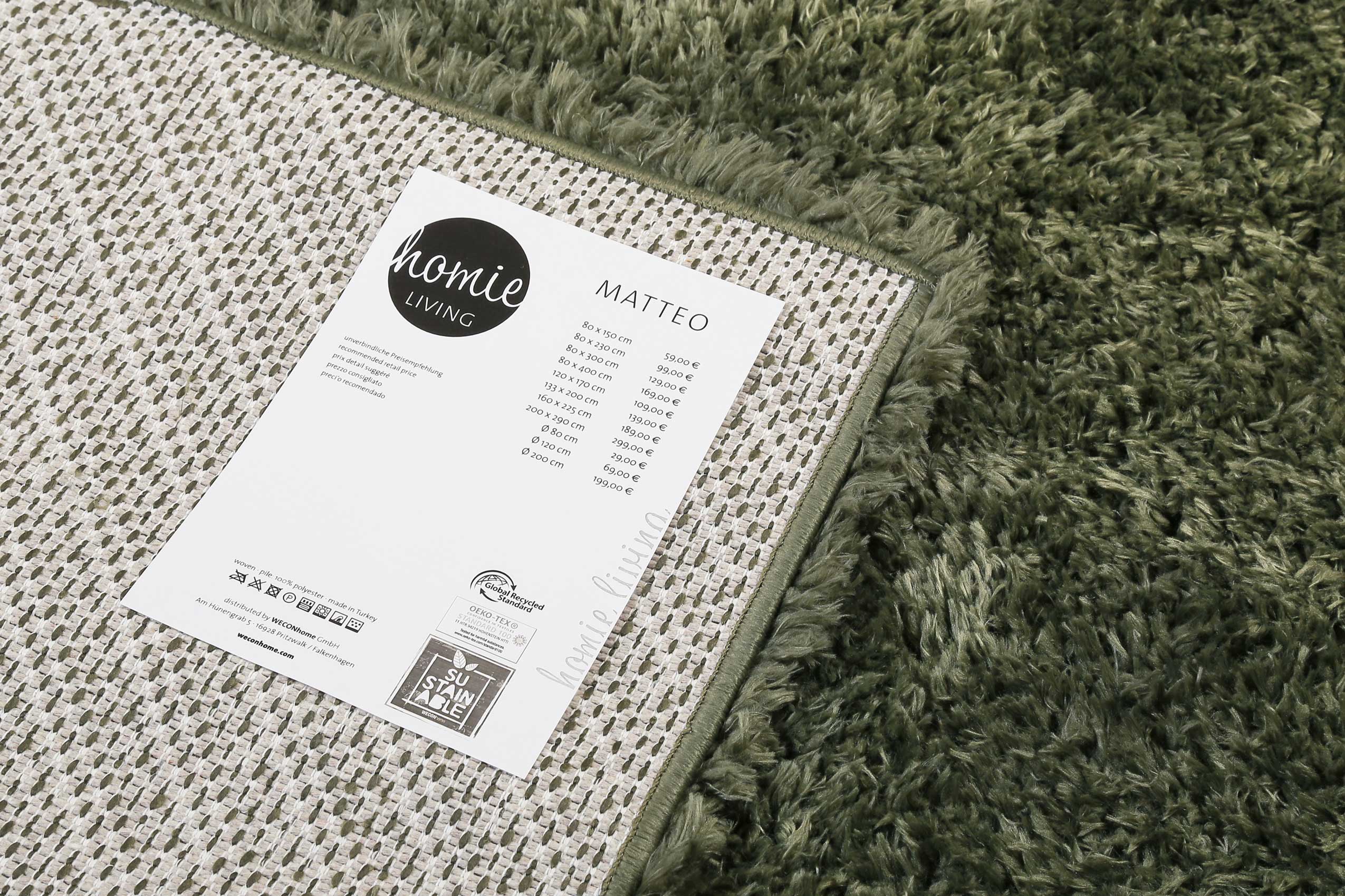 Nachhaltiger Teppich Grün soft & weich » Matteo « Homie Living - Ansicht 4