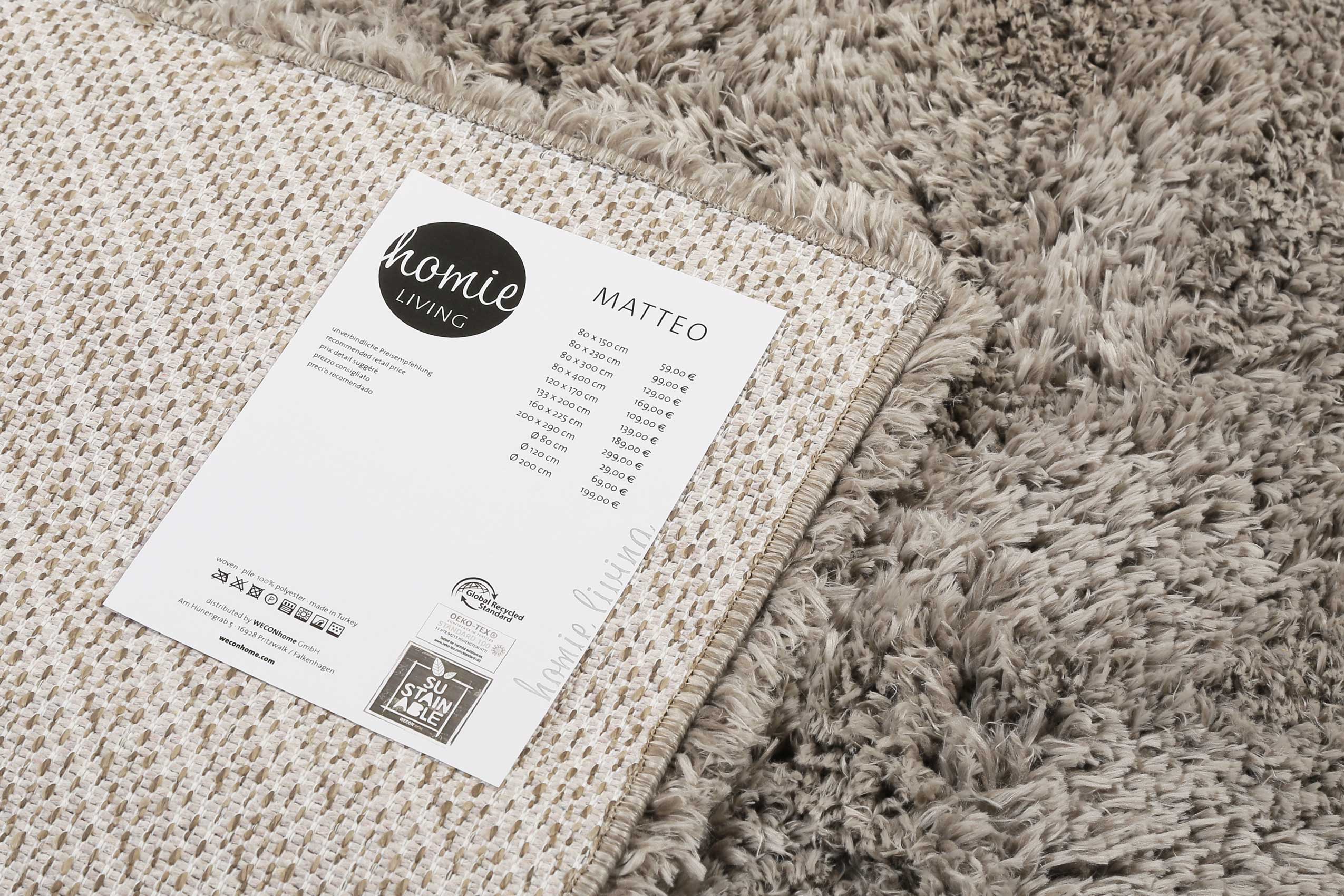 Nachhaltiger Teppich Sand Braun soft & weich 