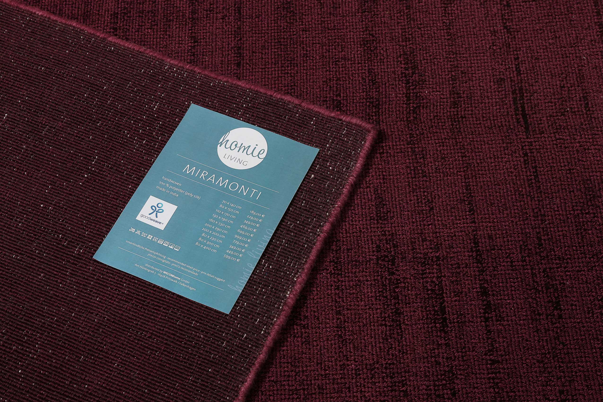 Teppich Bordeaux Rot Kurzflor » Miramonti « Homie Living - Ansicht 3