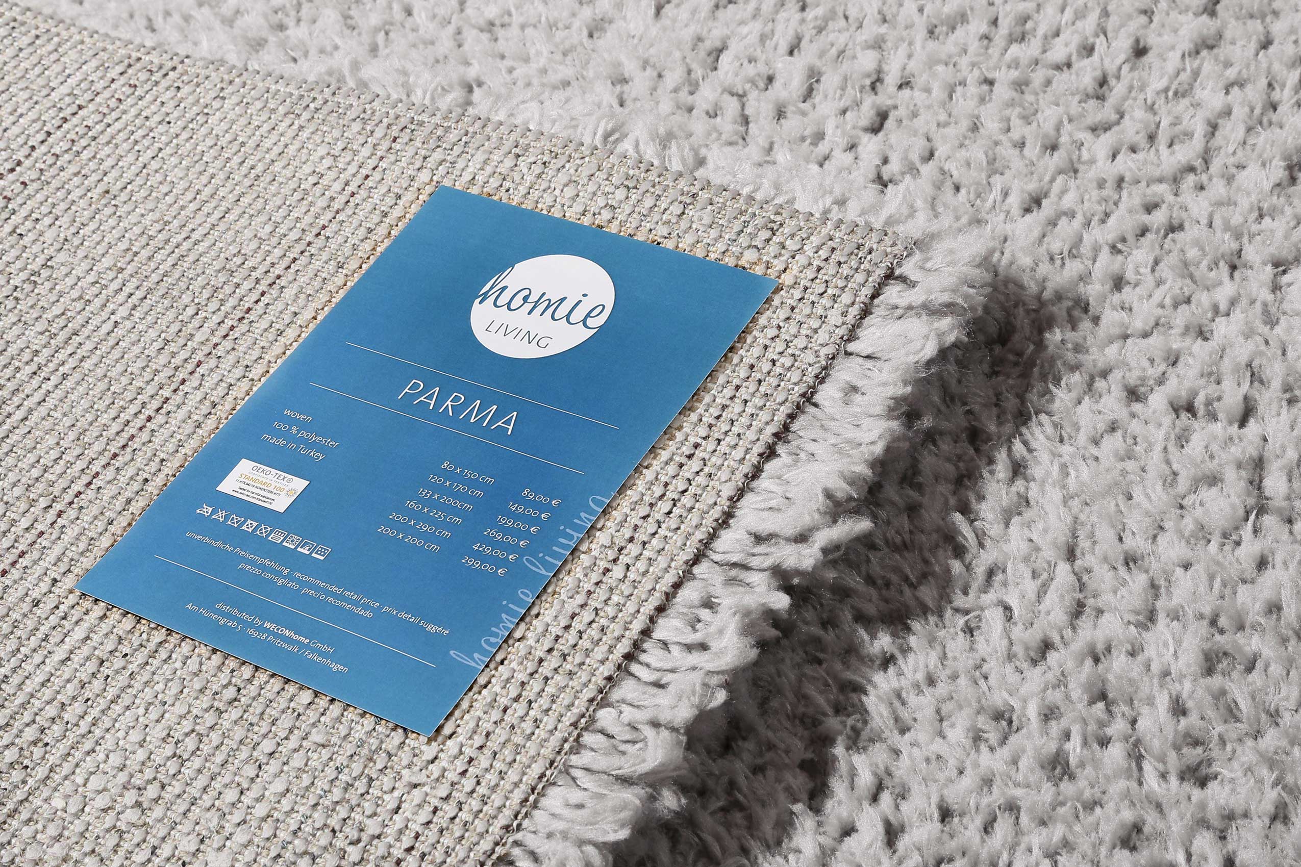 Teppich Hellgrau Hochflor sehr kuschelig & flauschig » Parma « Homie Living - Ansicht 4