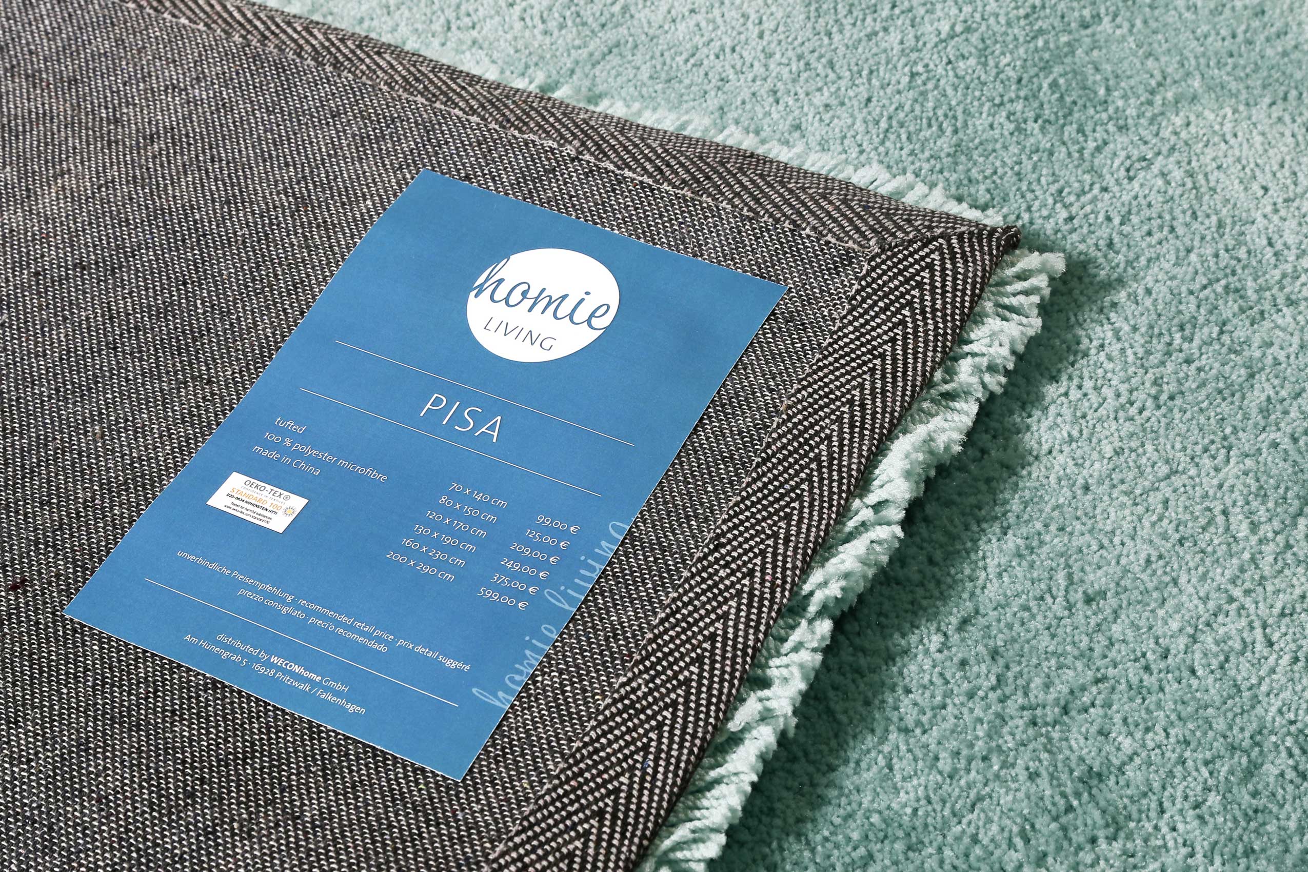 Teppich Türkis Grau Hochflor 