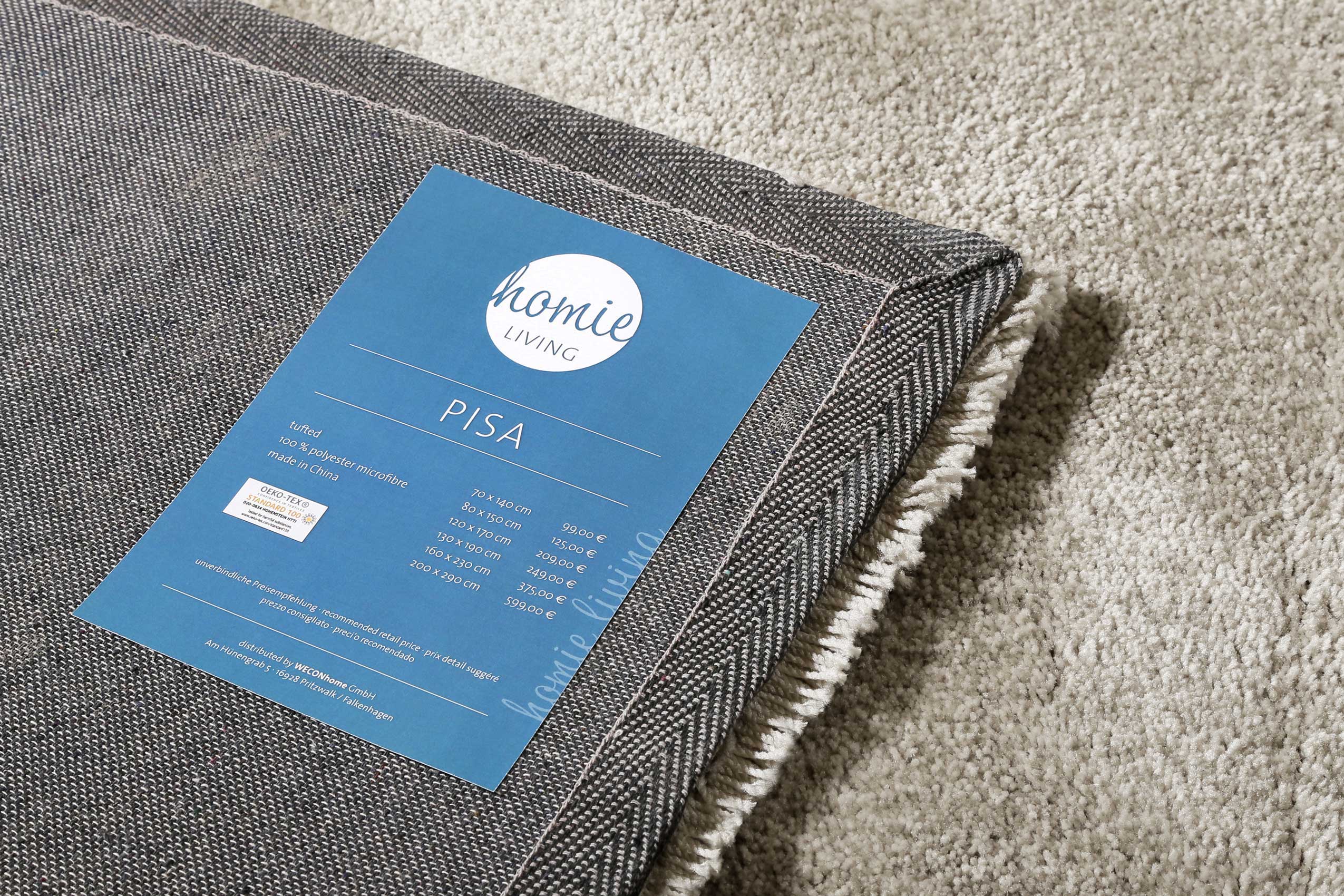 Teppich Beige Sand meliert Hochflor » Pisa « Homie Living - Ansicht 5